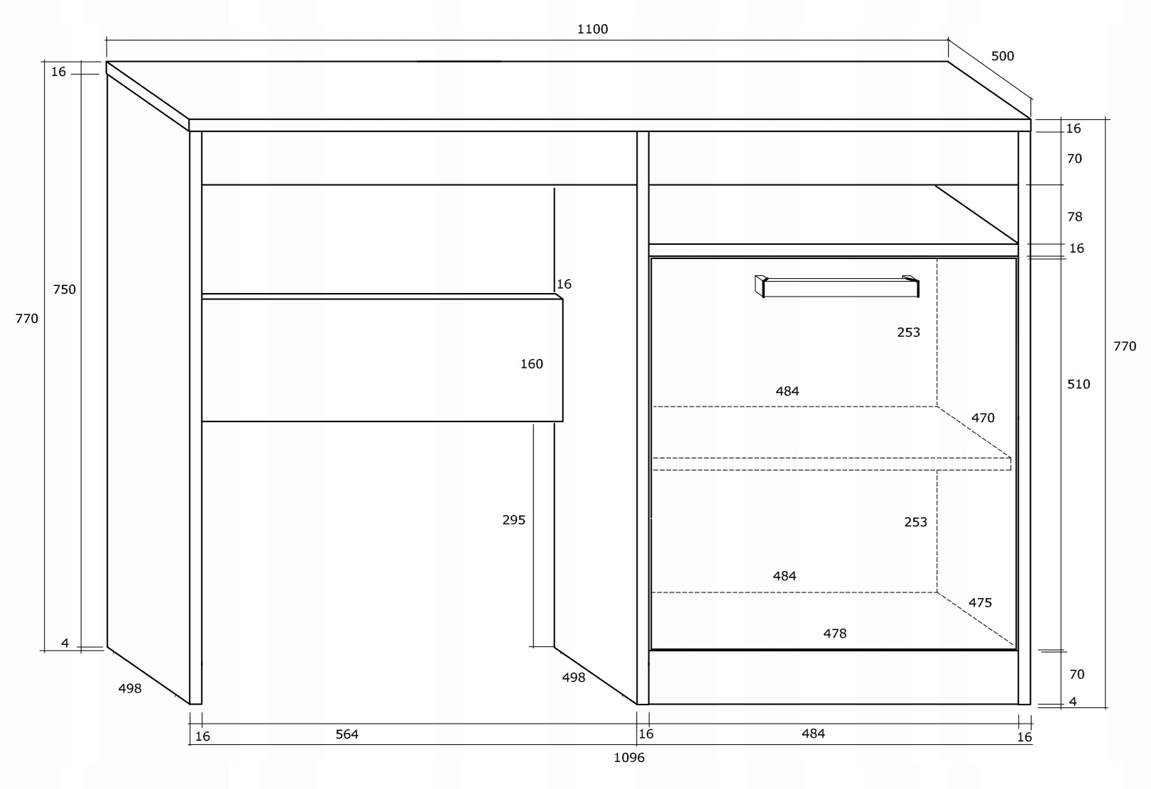 meble EMAX 02 biurko 1D dąb artisan / biały połysk Kod producenta MC_EMAX_02