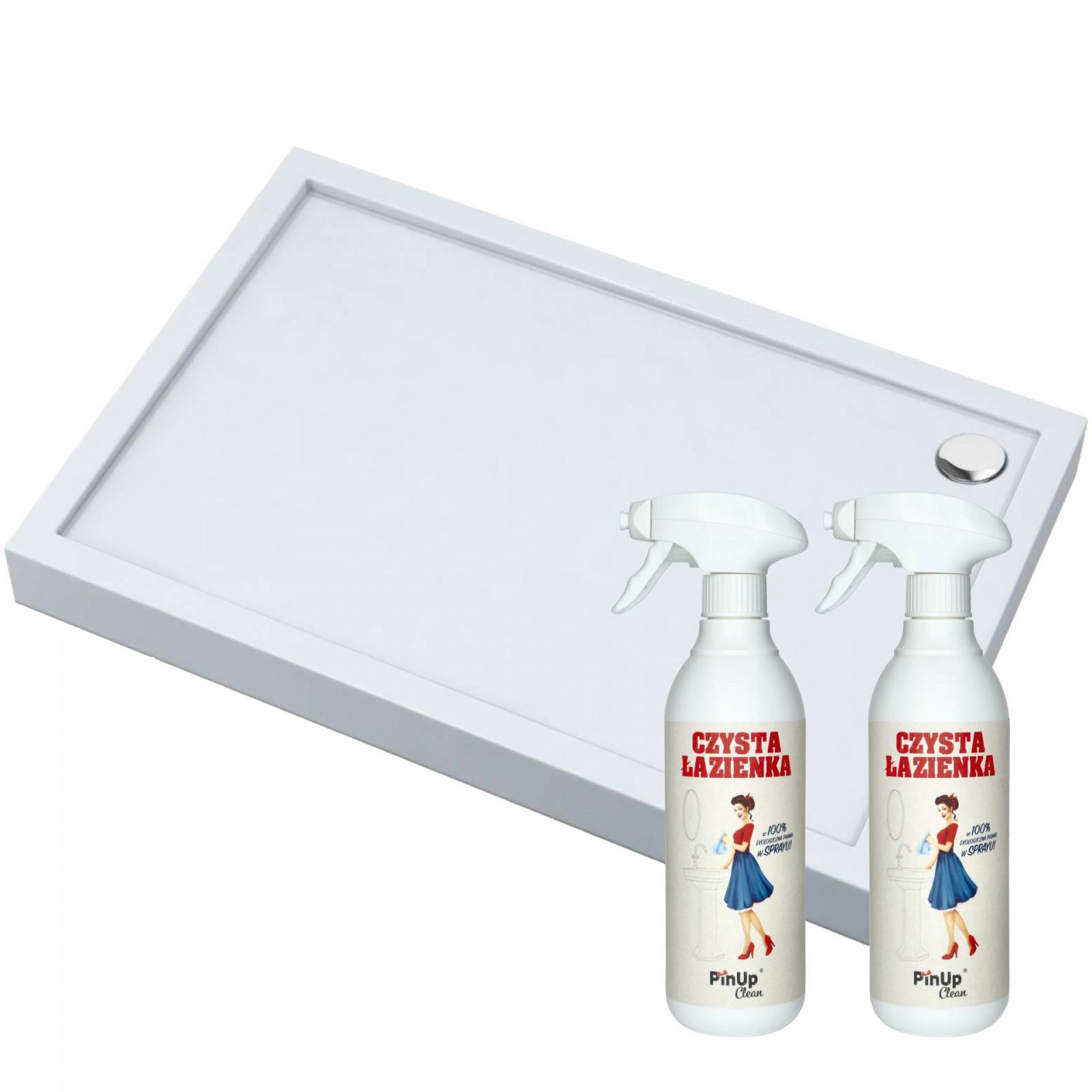 Brodzik prysznicowy akrylowy biały płytki 80x100 pianka czyszcząca PinUp