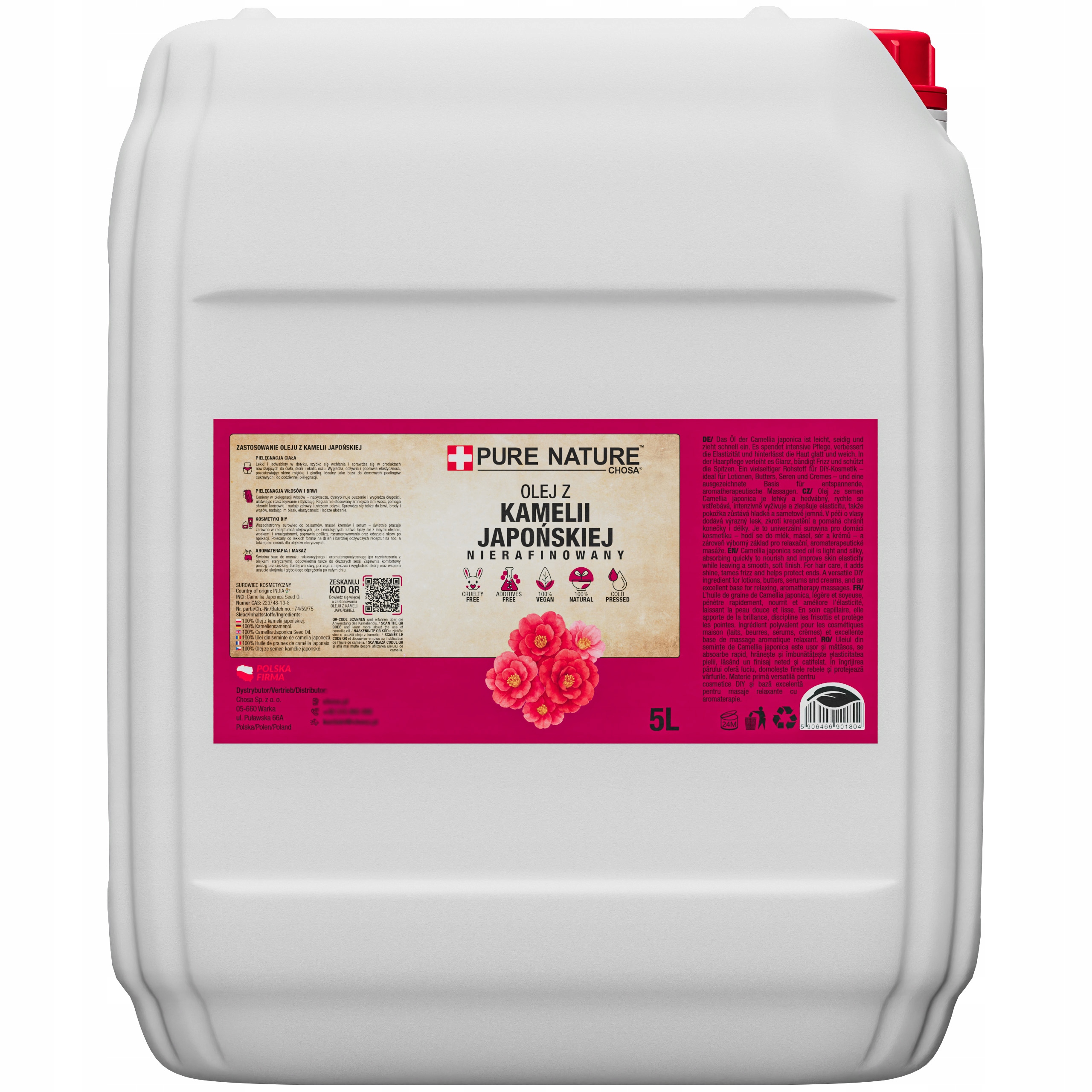 Olej Tsubaki Z Japonské Kamélie Přírodní Nerafinovaný Za Studena Lisovaný 5 l