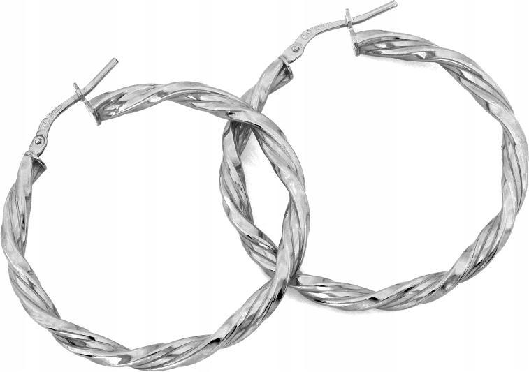 Stříbrné náušnice 925, velké, zkroucené frézované kruhy, průměr 40 mm, elegantní