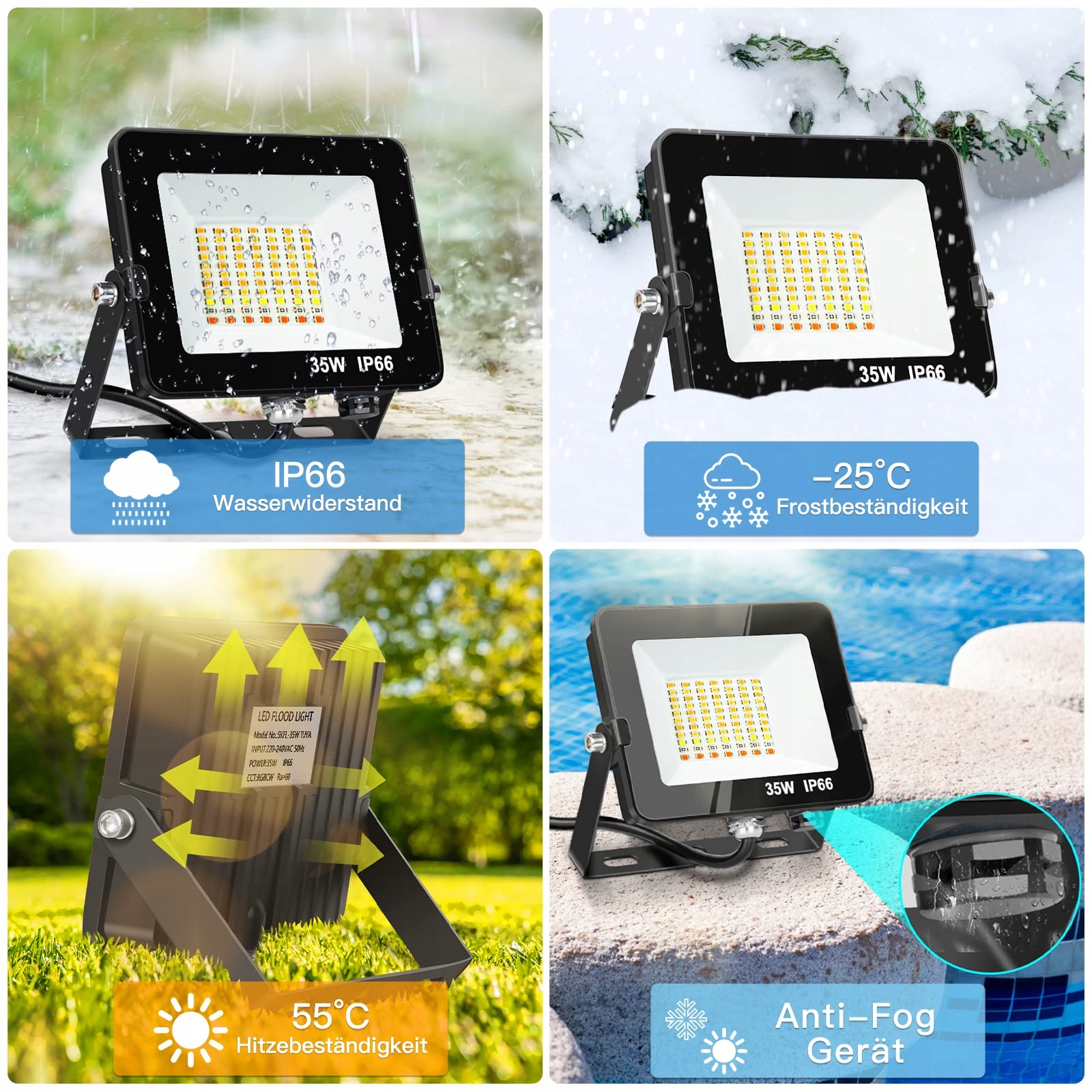 AUSYDE REFLEKTOR ZEWNĘTRZNY WODOODPORNY OGRODOWY OŚWIETLENIE LED 2 SZT 35W — miniatura 3