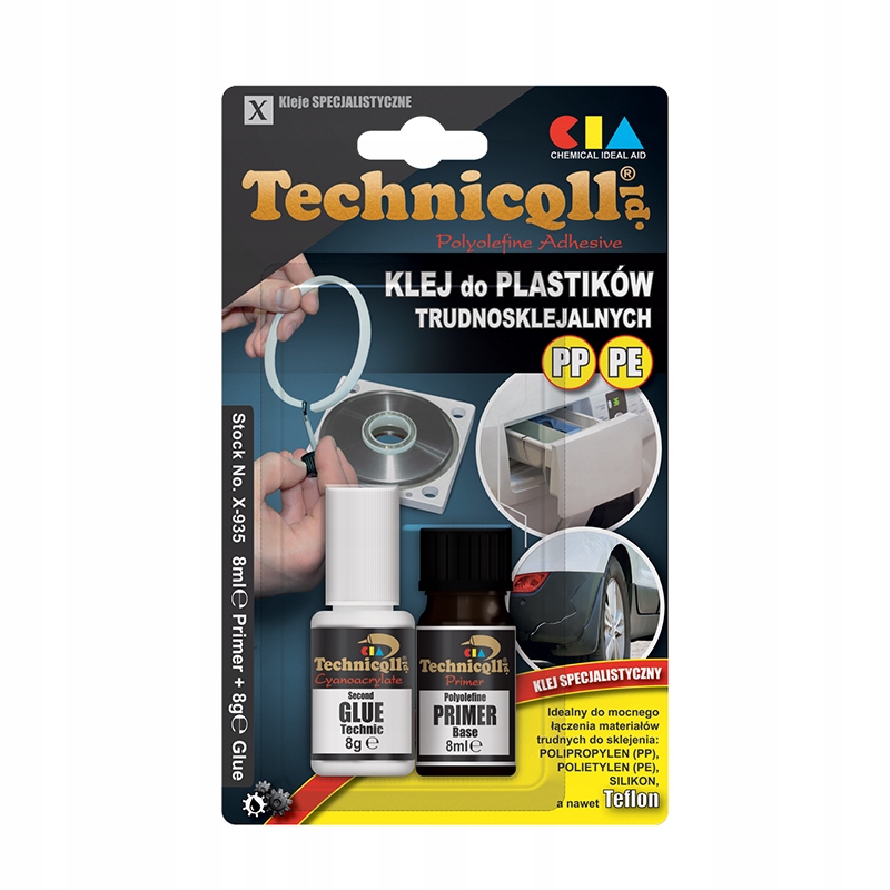 Technicqll Klej do plastików trudnosklejalnych X-935 8g+8ml