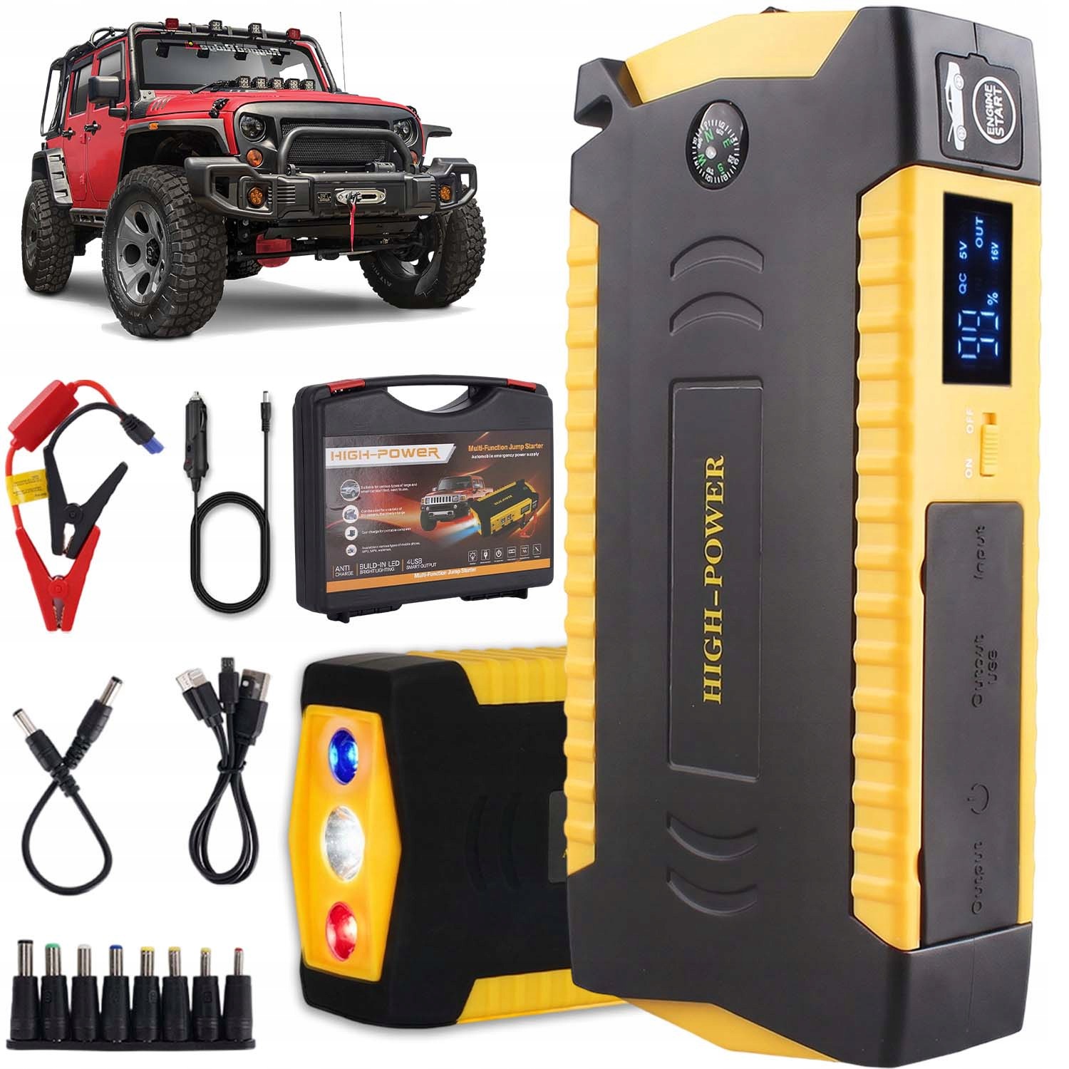 Automobilové Štartovacie Zariadenie 12V Jump Starter 16800MAH +4X Usb Baterka