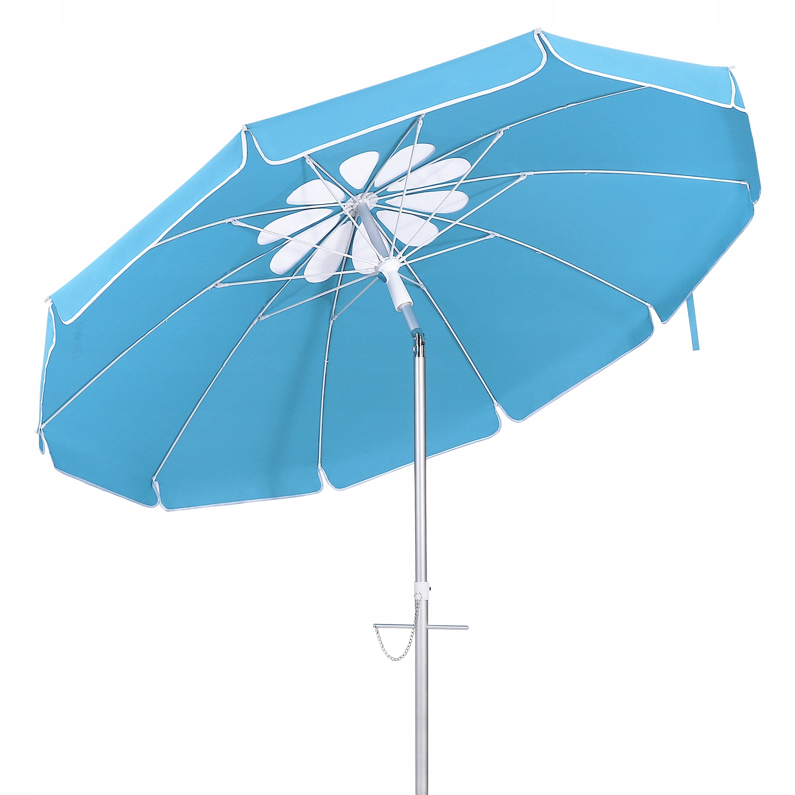 Parasol Plażowy Paski 6 5FT Ochrona Uv Wiatrak Stabilny Uchwyt Na Piasek