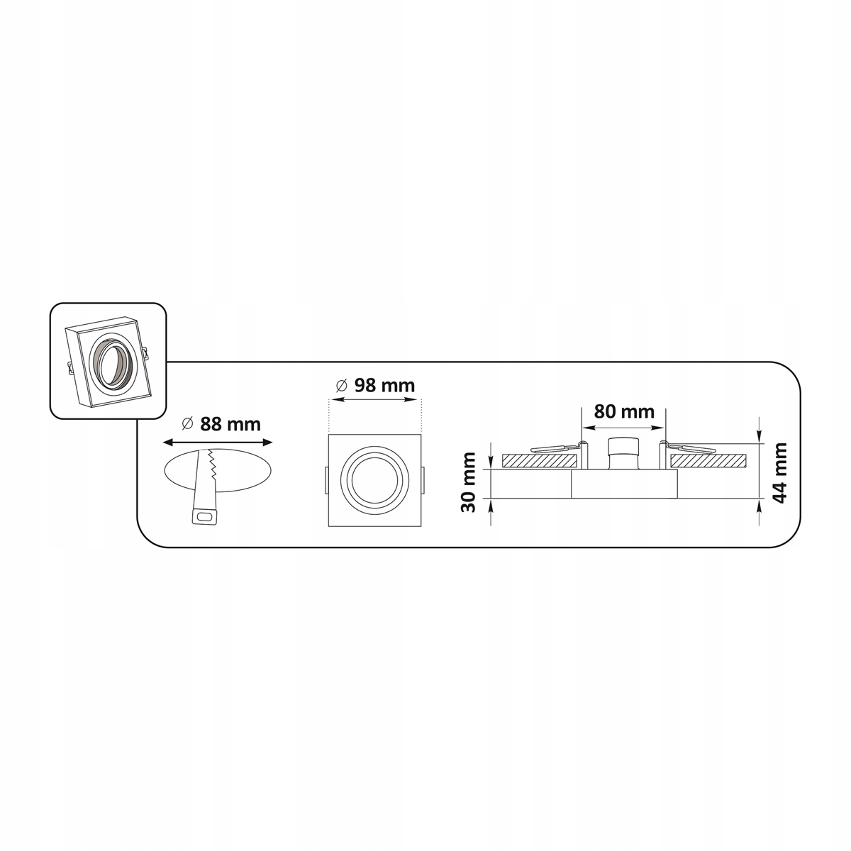 Oprawa Sufitowa Podtynkowa MR16/GU10 LED Tuba Spot Marka Sanico POLUX