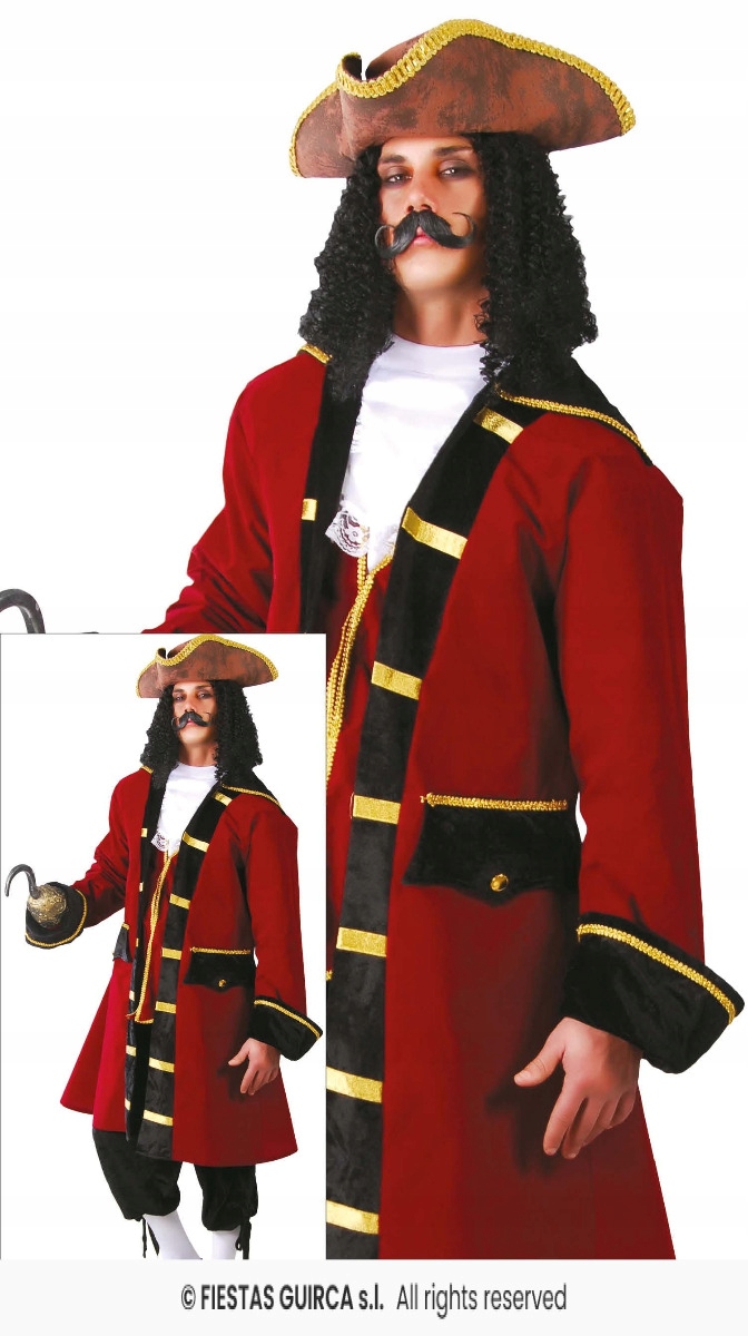 Kostým Piráta Kapitána Hák Loupežníka Korzára Převlek Hook Háček XL