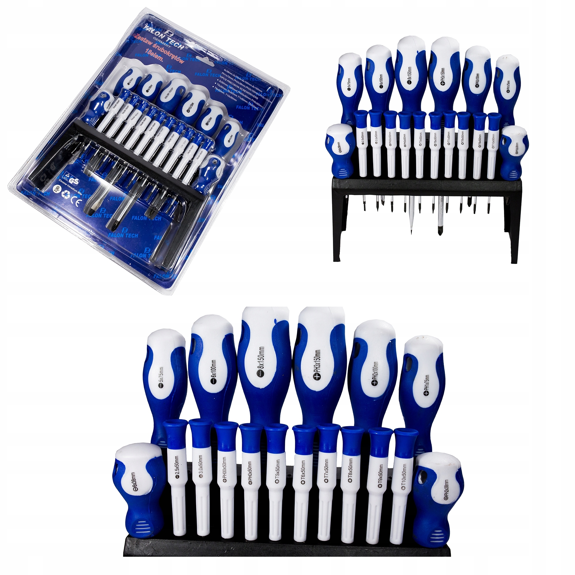 

Zestaw Wkrętaków Śrubokrętów 18 El.torx Ph Stojak
