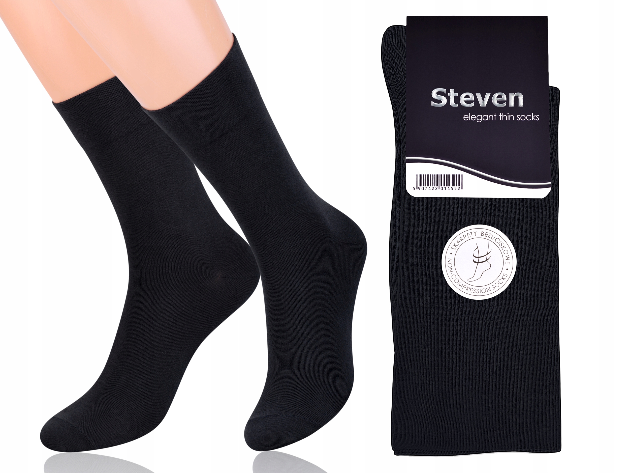

Steven 107 Skarpety Bezucisk. Elegant Czarny 39-41