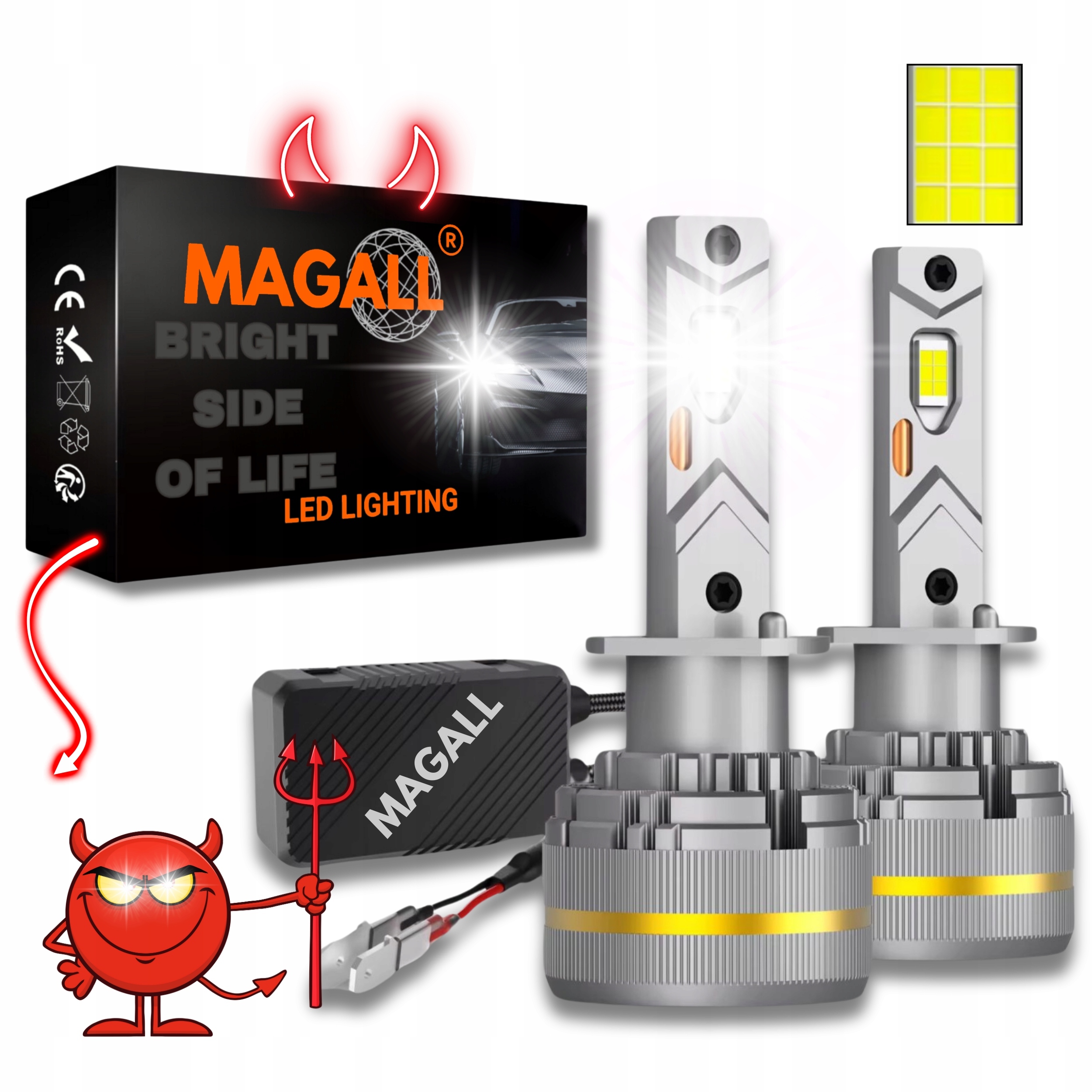 Žiarovky H1 Led Canbus Magall Lucifer Veľmi Silné Svetlo 48000LM 200W