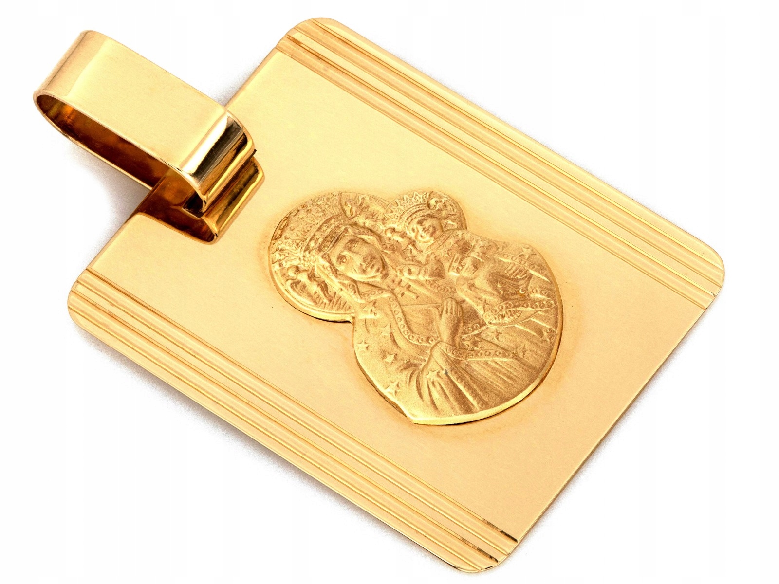 Obdélníkový medailon 14k zlato Panna Maria Čenstochovská 5.74g jako dárek