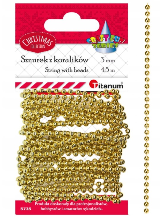 

Sznurek z koralików złoty 383649 Titanum