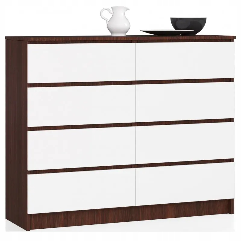 Komoda dla dziecka 120 wenge biała 8 szuflad