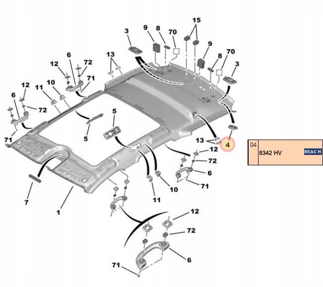 ZAŚLEPKA PODSUFITKI CITROEN C5 (X7) 8342HV Producent części Citroen OE