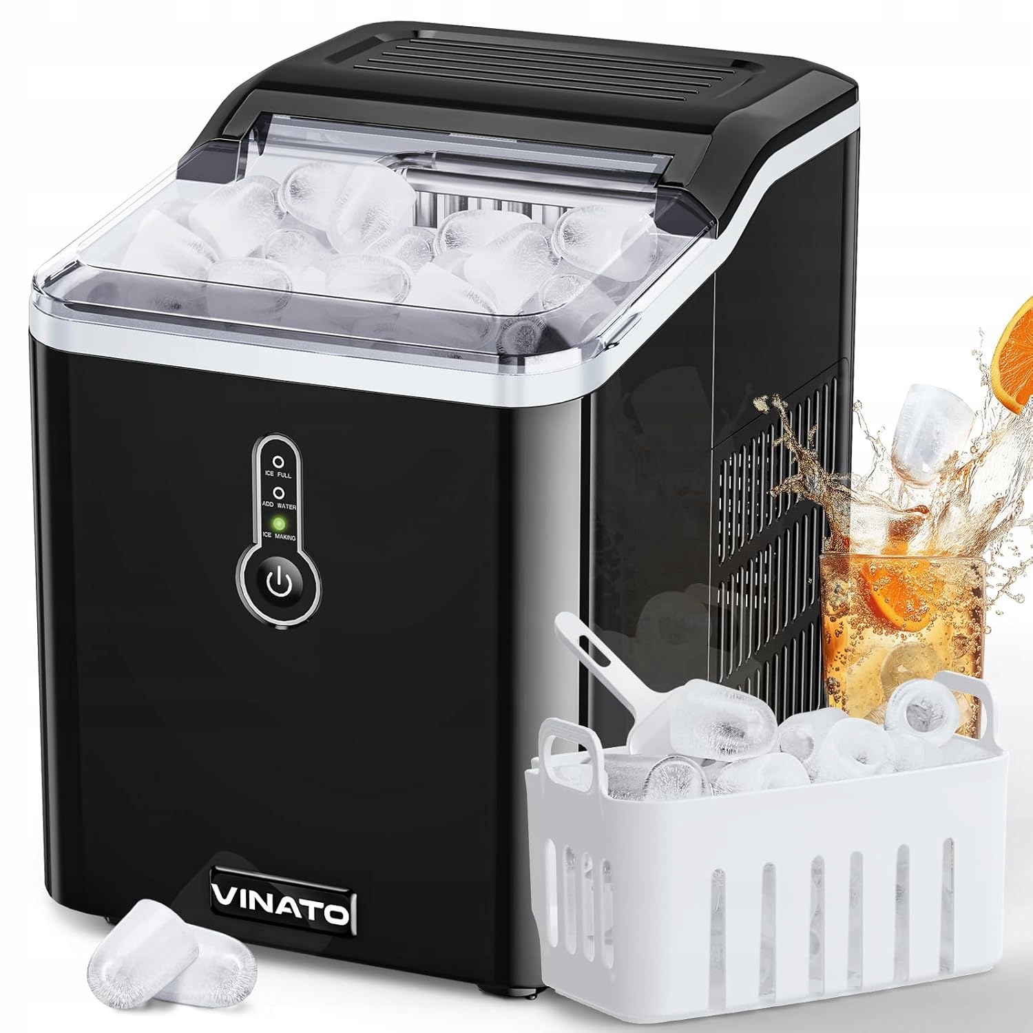 Kocka na ľad Vinato čierna 95 W 1,5 l, regulácia kociek