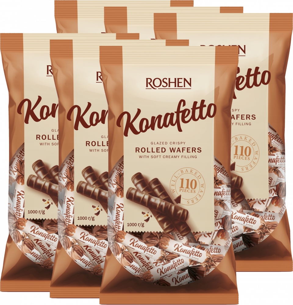 Roshen Cukierki Konafetto Bianco Rurki 1 kg x6