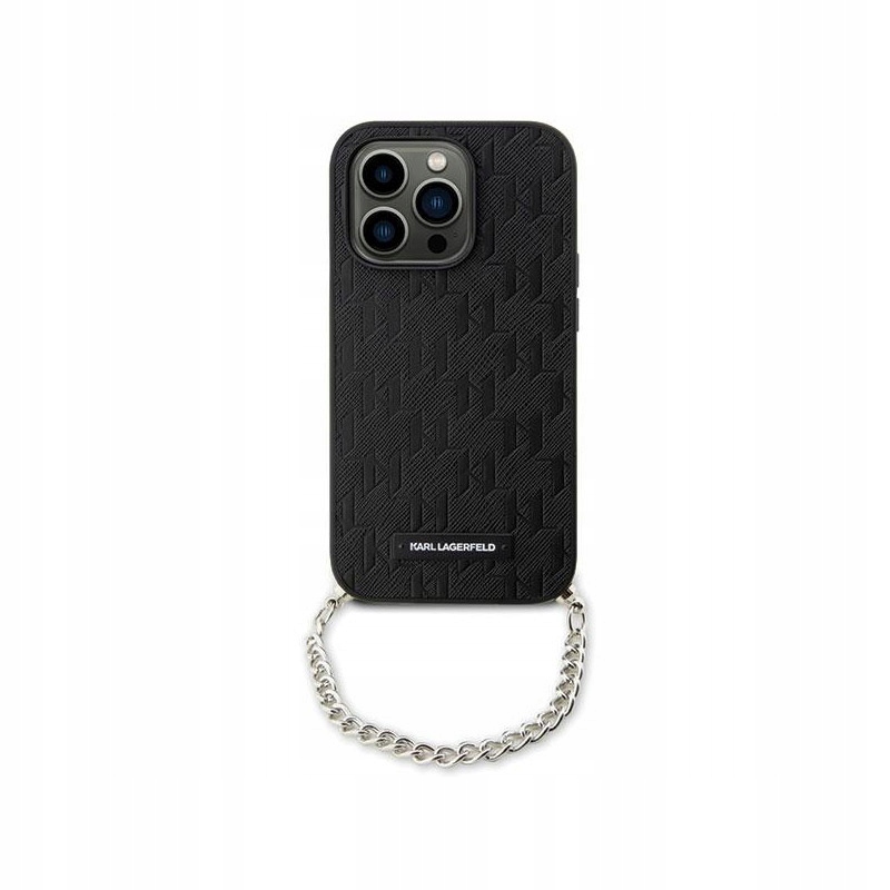 Karl Lagerfeld Saffiano Monogram Chain Pouzdro pro iPhone 14 (Černý)