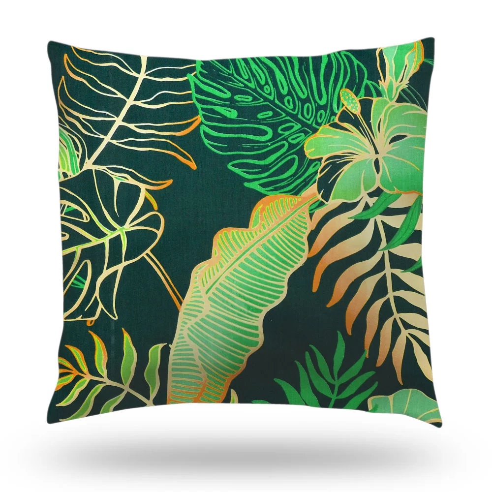 Poszewka na poduszkę 40x40 Bawełna Zielone Liście