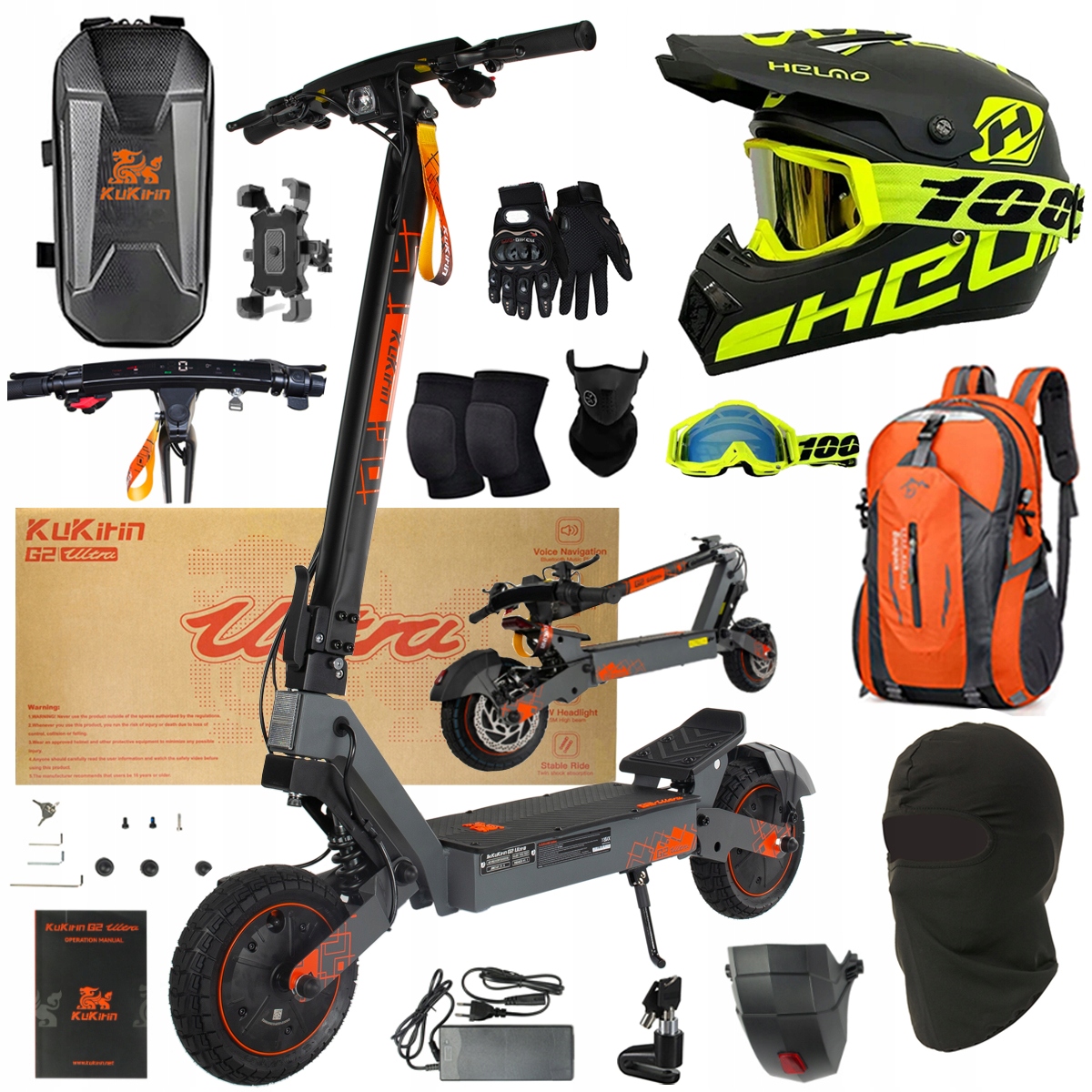 Kukirin G2 Ultra elektrické vozidlo 2000W 55km/h 55KM 48V18Ah 10" dárky