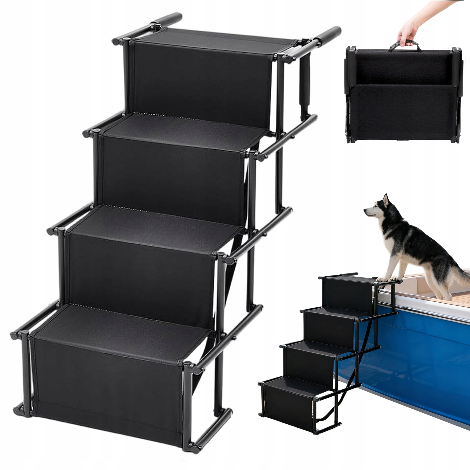 Levně Žebřík Pro Psa Praktický Čtyřstupňový Skládací Do Terénního Auta