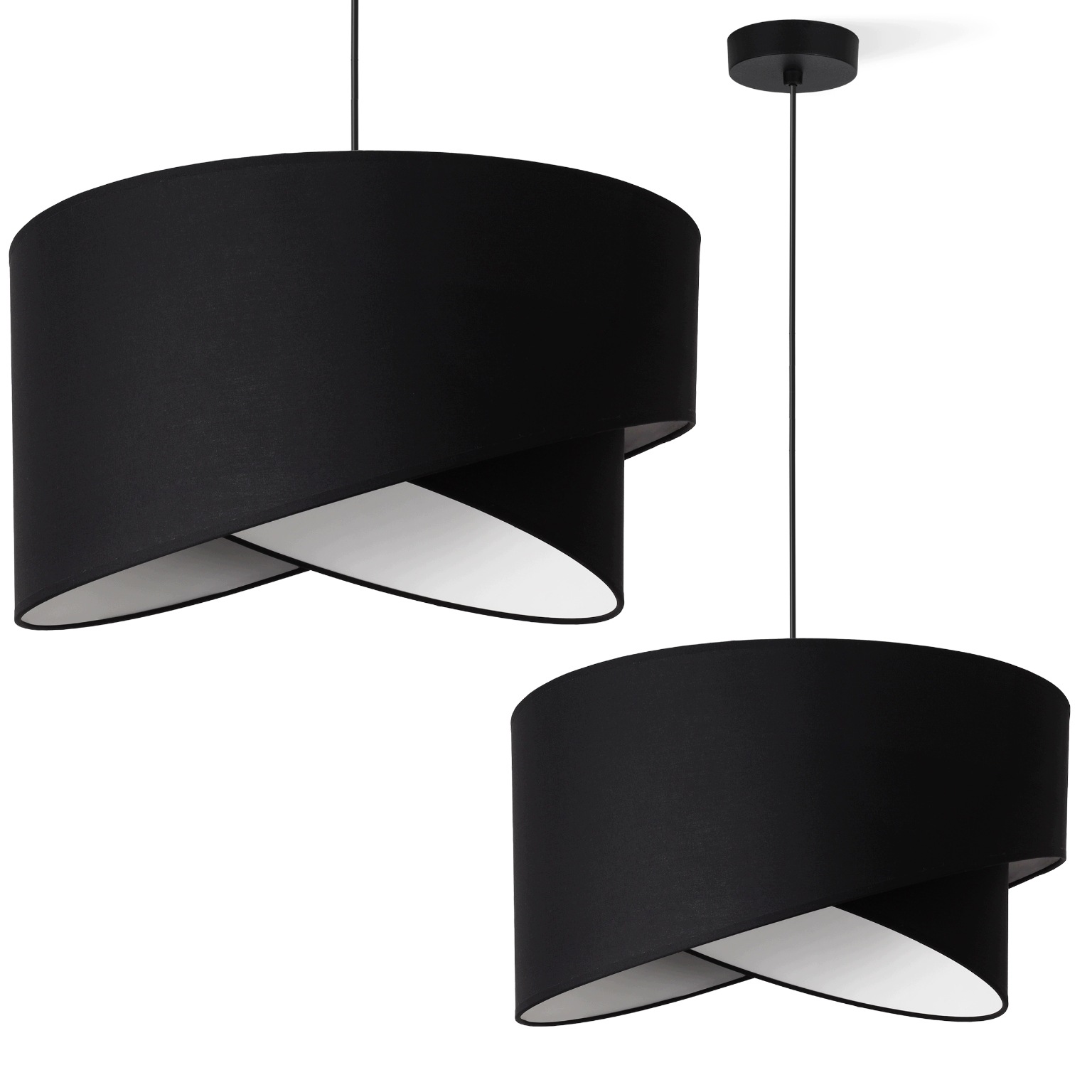 Závesná Stropná Lampa Luster S Tienidlom, Čierna, Do Spálne, Obývačky 45 CM