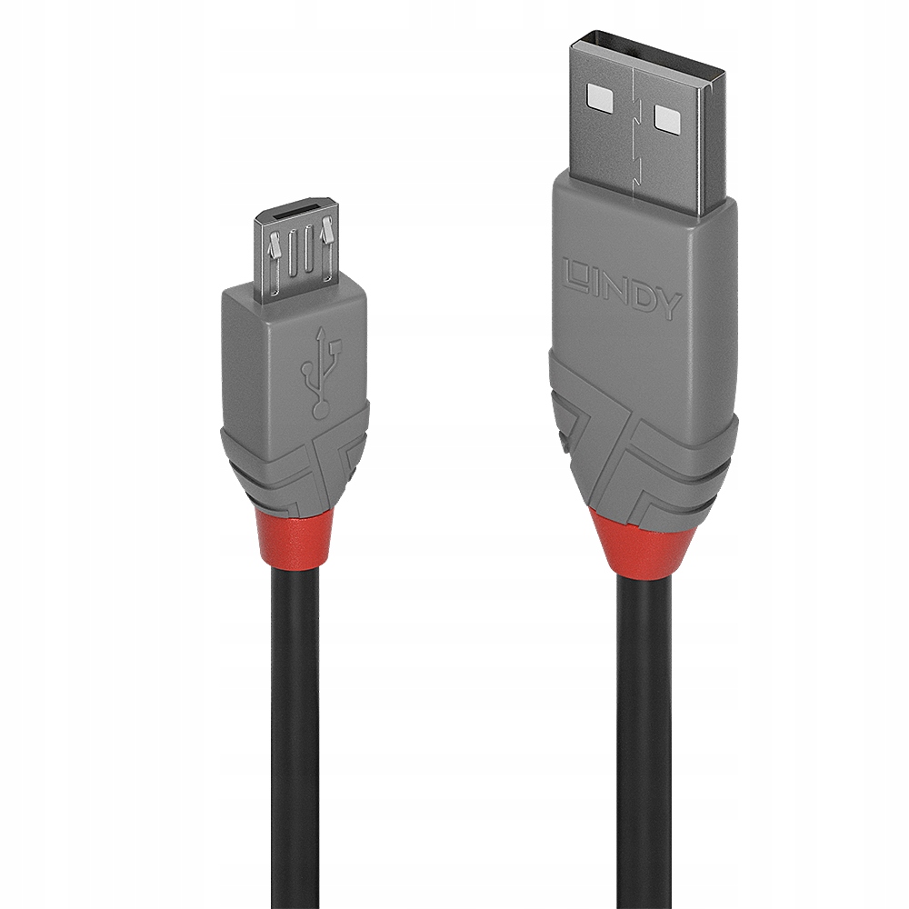 Lindy Anthra Line kabel USB 2 m USB A Micro-USB B Czarny, Szary
