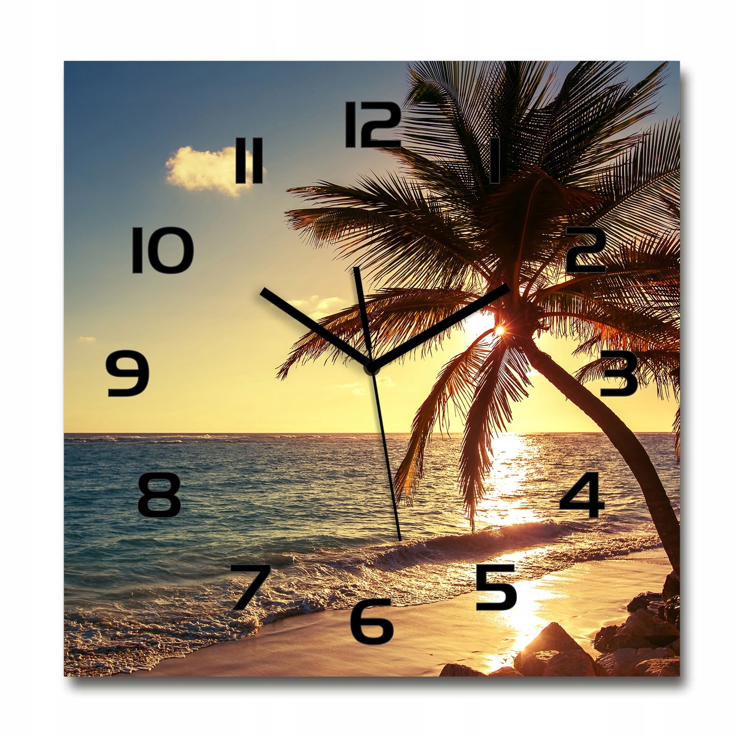 

Duży szklany zegar ścienny Tropikalna plaża 60x60