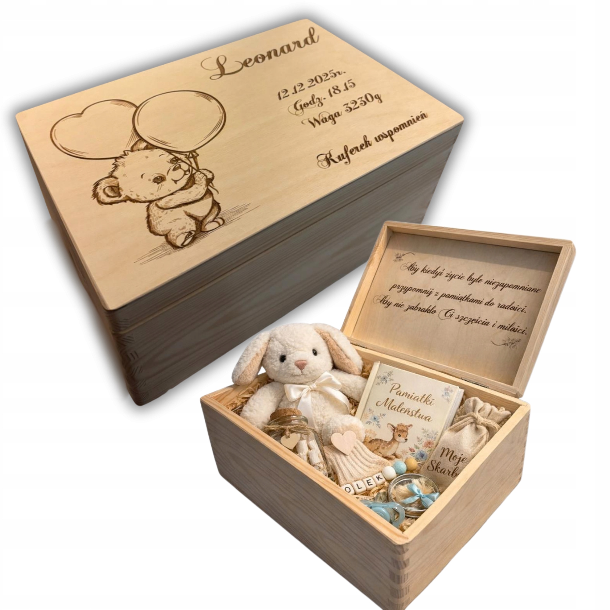 Kuferek Wspomnień – Prezent na Chrzest i Roczek z Grawerem