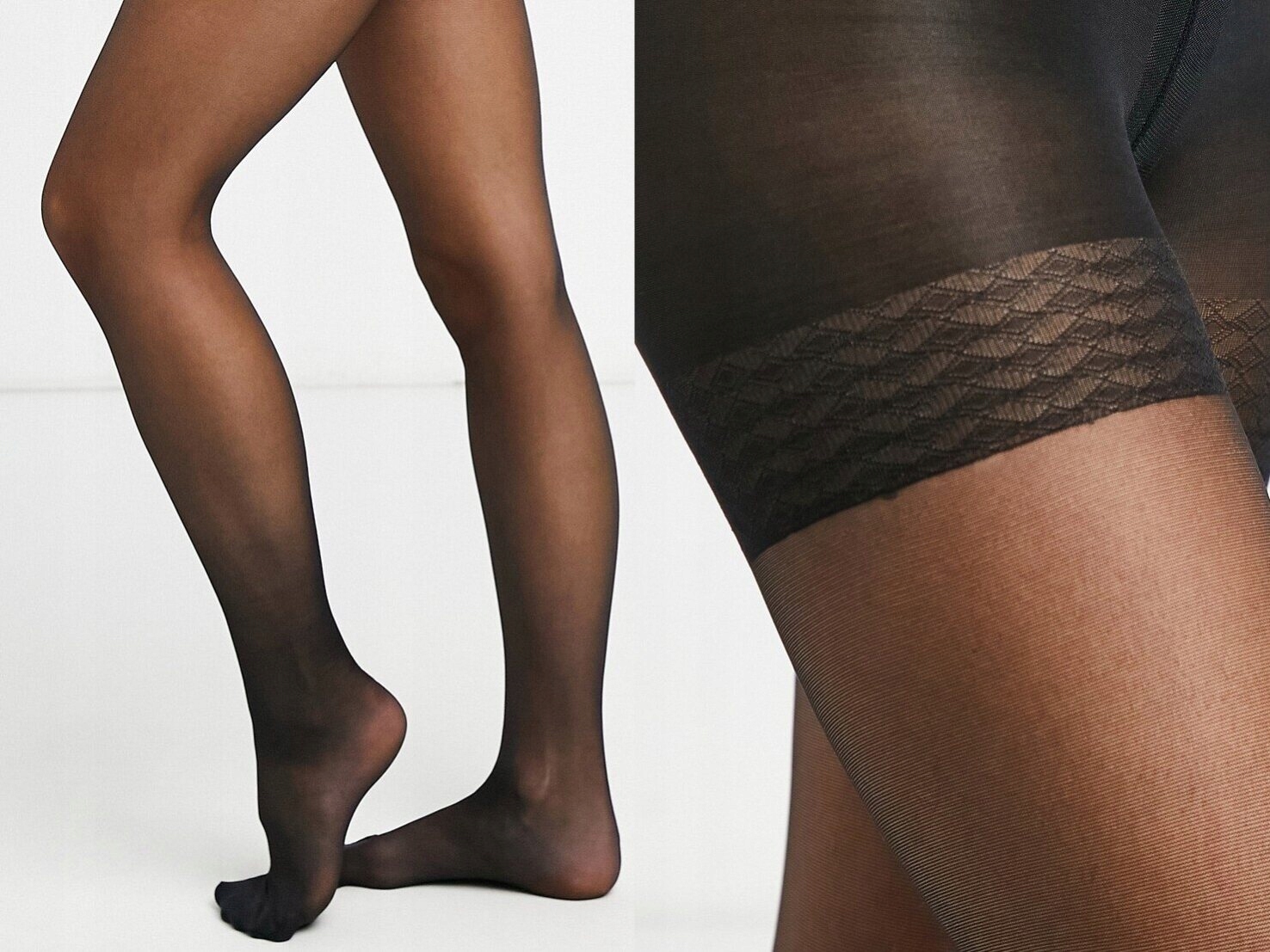 Lindex 40 denier Czarne gładkie rajstopy S