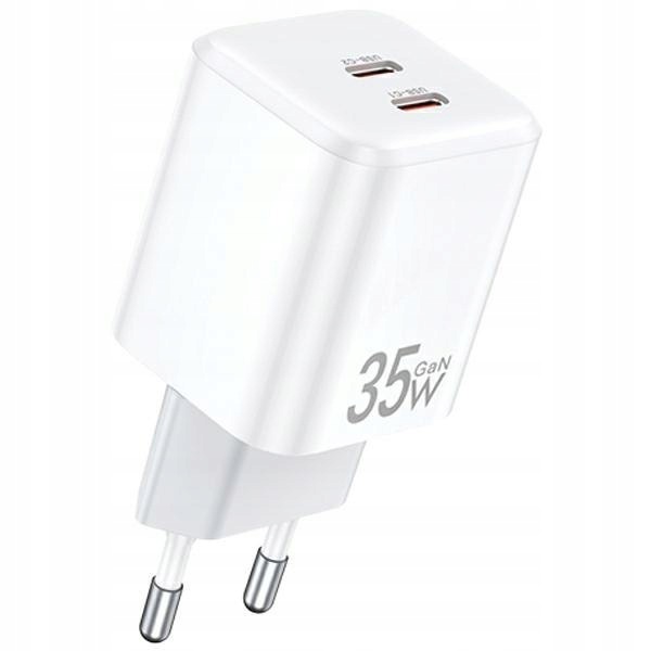 Awei ład. siec. PD65-EU 35W2x Usb-c biała/white GaN