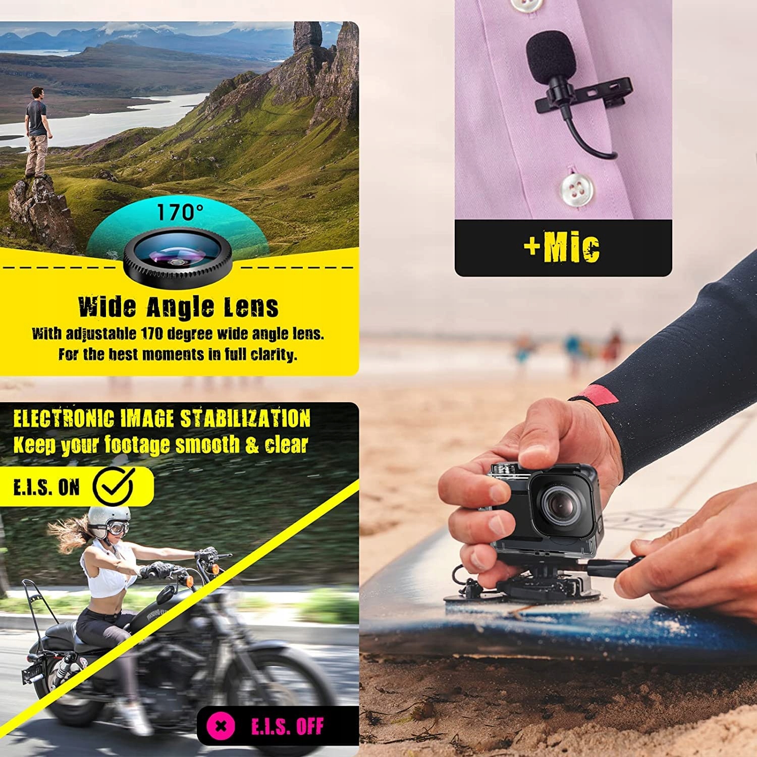 ICEFOX Kamera Sportowa 4K Ultra HD 20MP Wodoodporna 40M WiFi Szerokokątna — miniatura 3