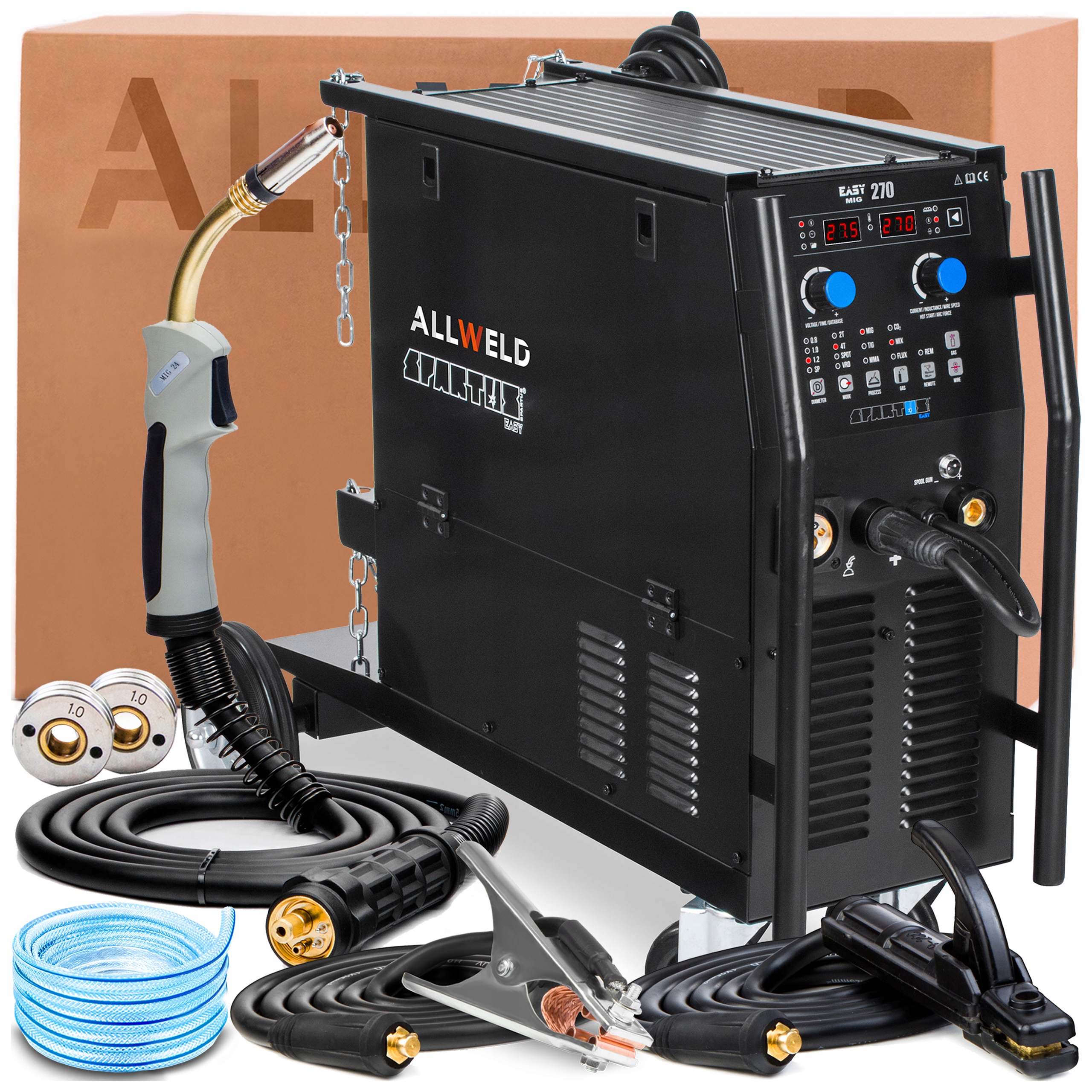 Spawarka MIGOMAT SPARTUS EasyMIG 270 250A MIG TIG MMA 3W1 SYNERGIA ZESTAW