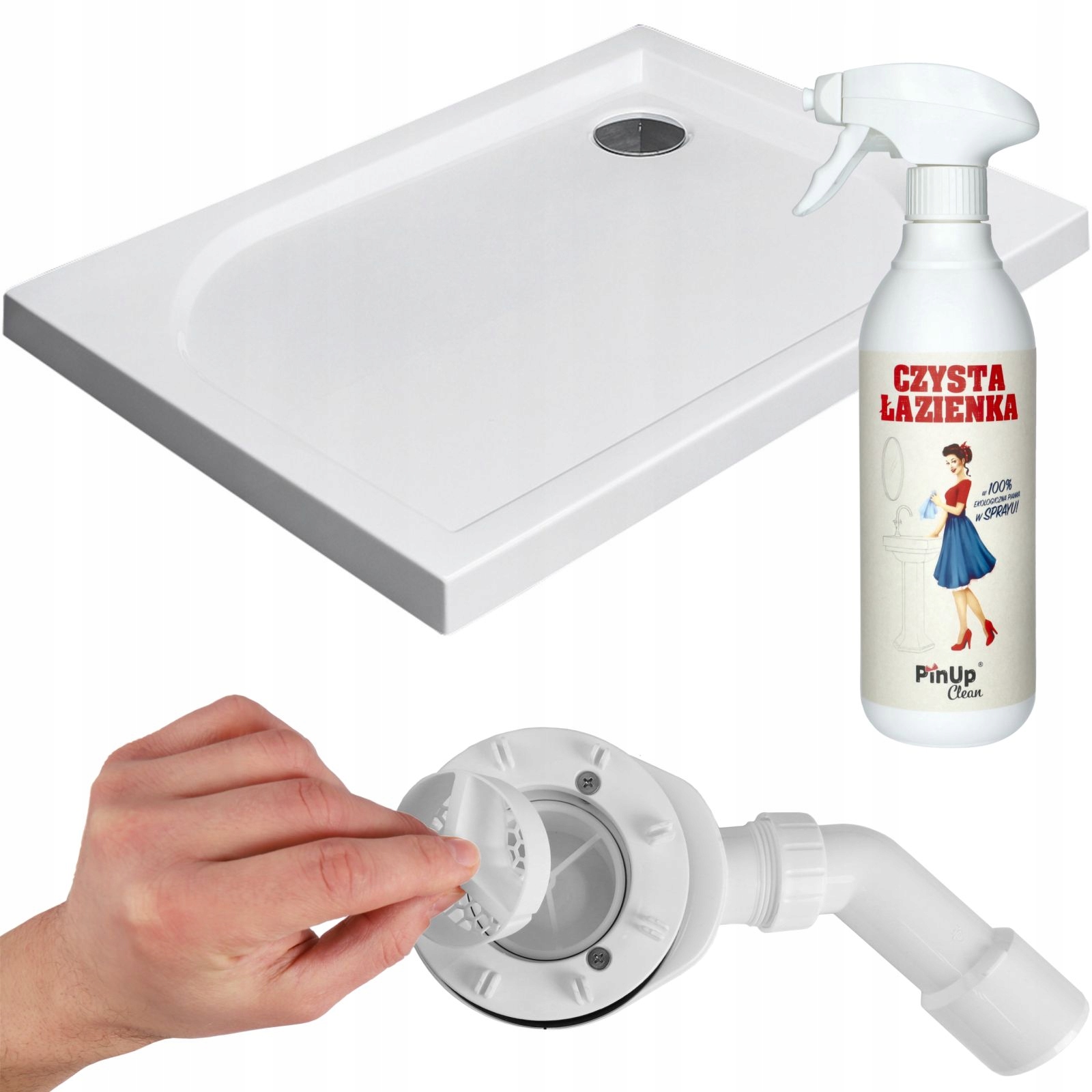 Brodzik 100x75 prysznicowy niski prostokątny antybakteryjny syfon Standard