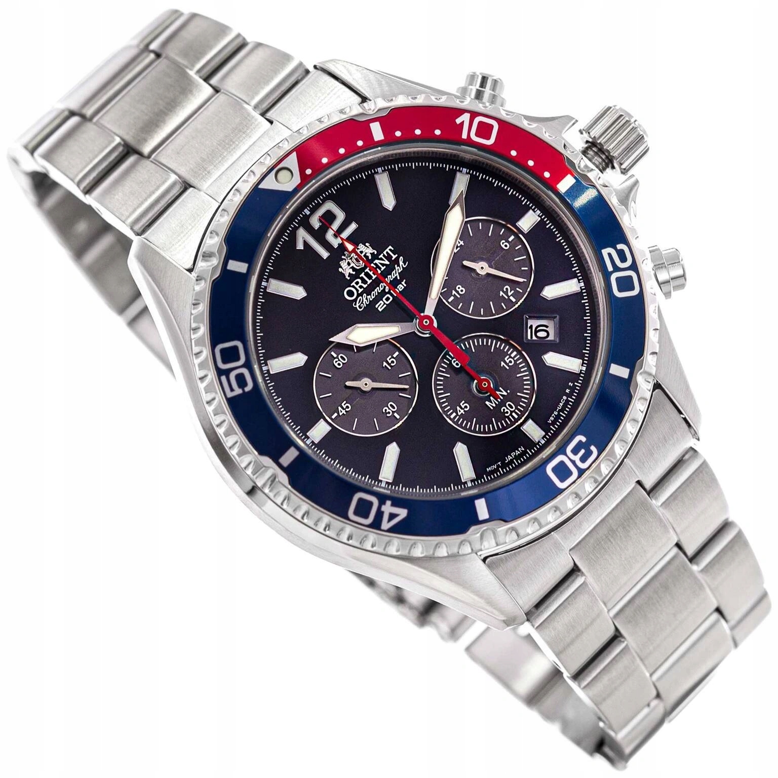 Pánské Hodinky Orient RA-TX0201L10B Mako Solar Diver Stříbrné Chronograf 200M