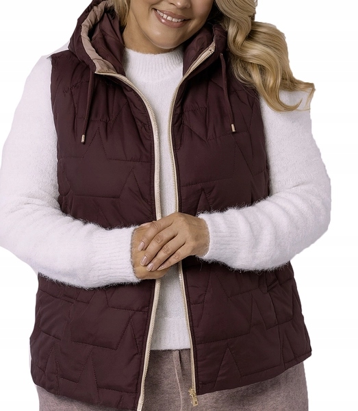 Prošívaný vesta Plus Size dámský s kapucí Marina 7XL