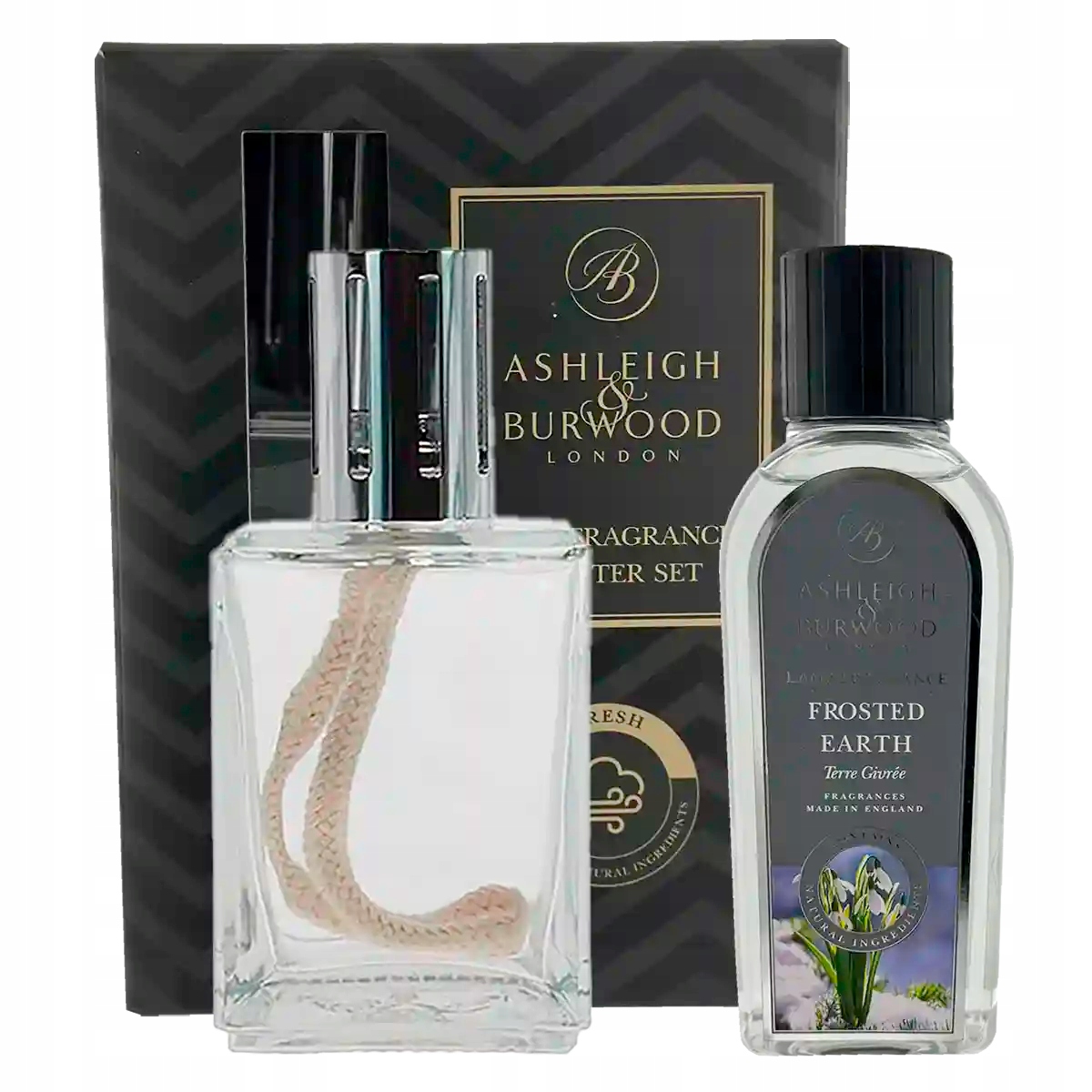 Sada Obsidian Clear malá lampa a náplň Frosted Earth 250 ml Ashleigh &