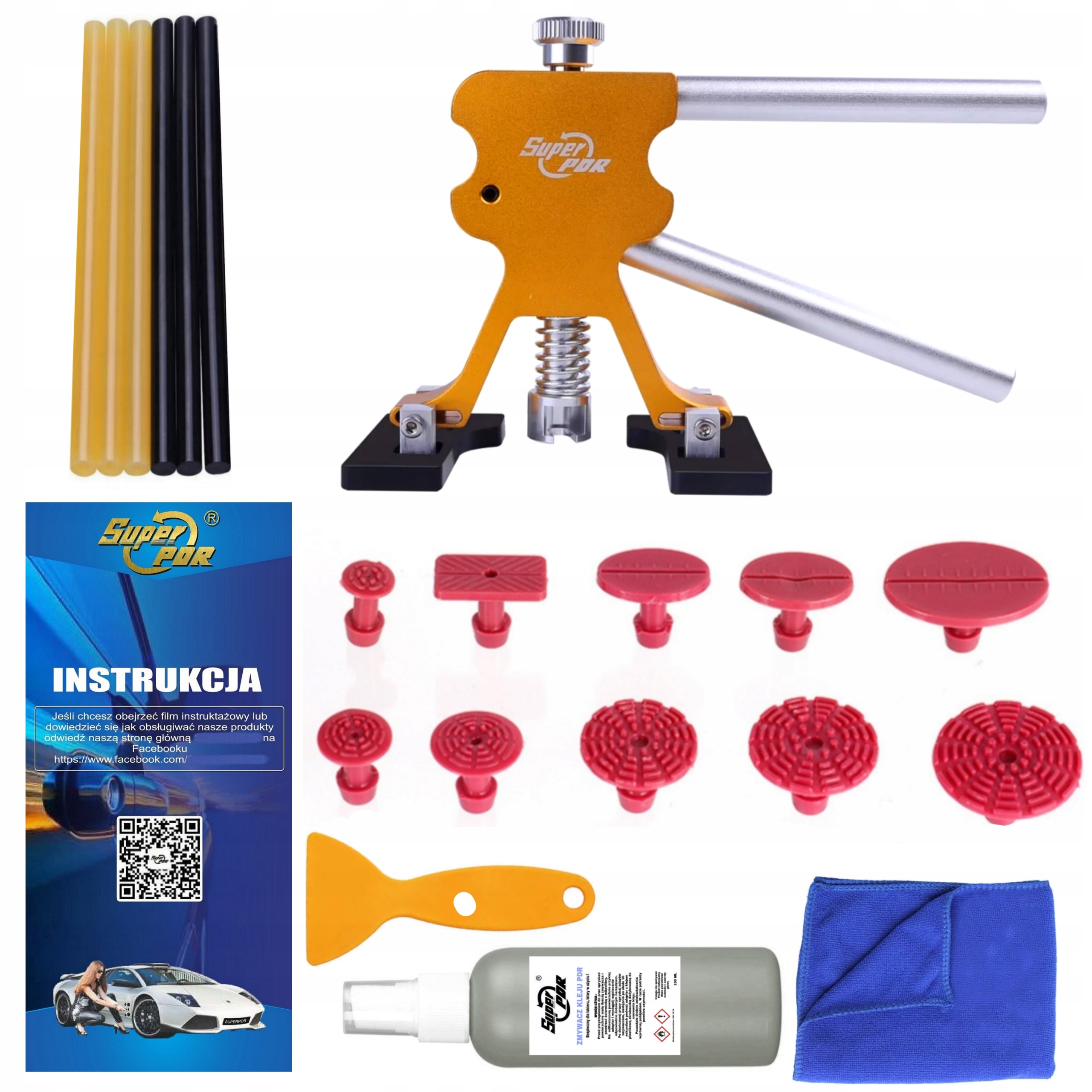 Zestaw usuwania wyciągania wgnieceń wgniotek PDR