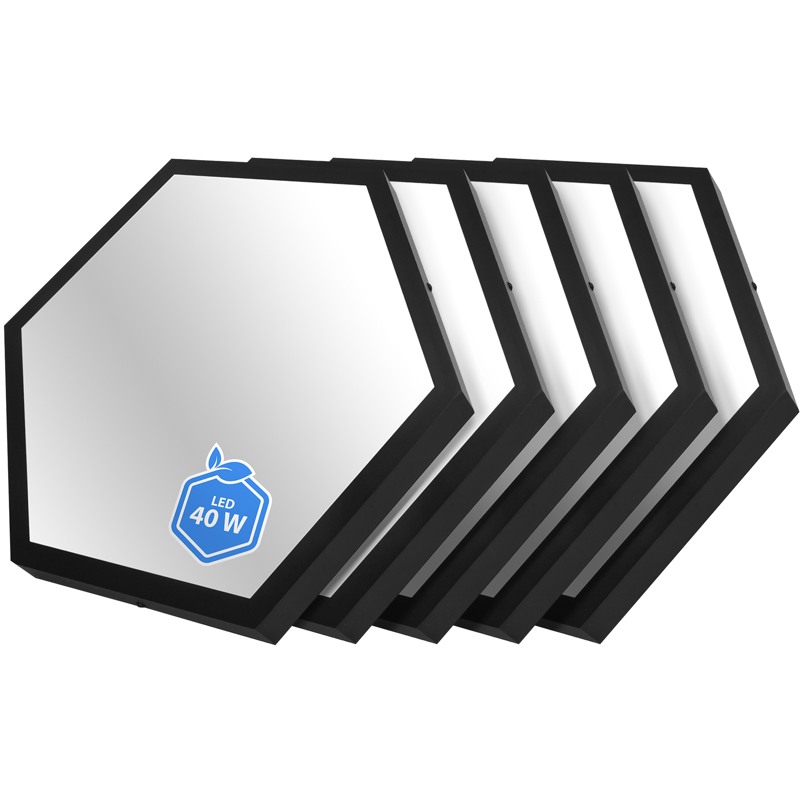 5xNástenný Led panel Včelí Plást 55 cm 40 W Stropný Čierny Neutrálny