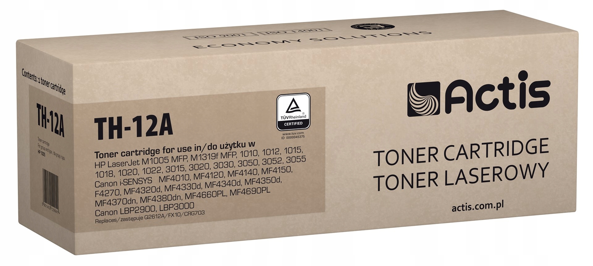 Toner Actis TH-12A Hp Q2612A Canon FX-10/CRG703