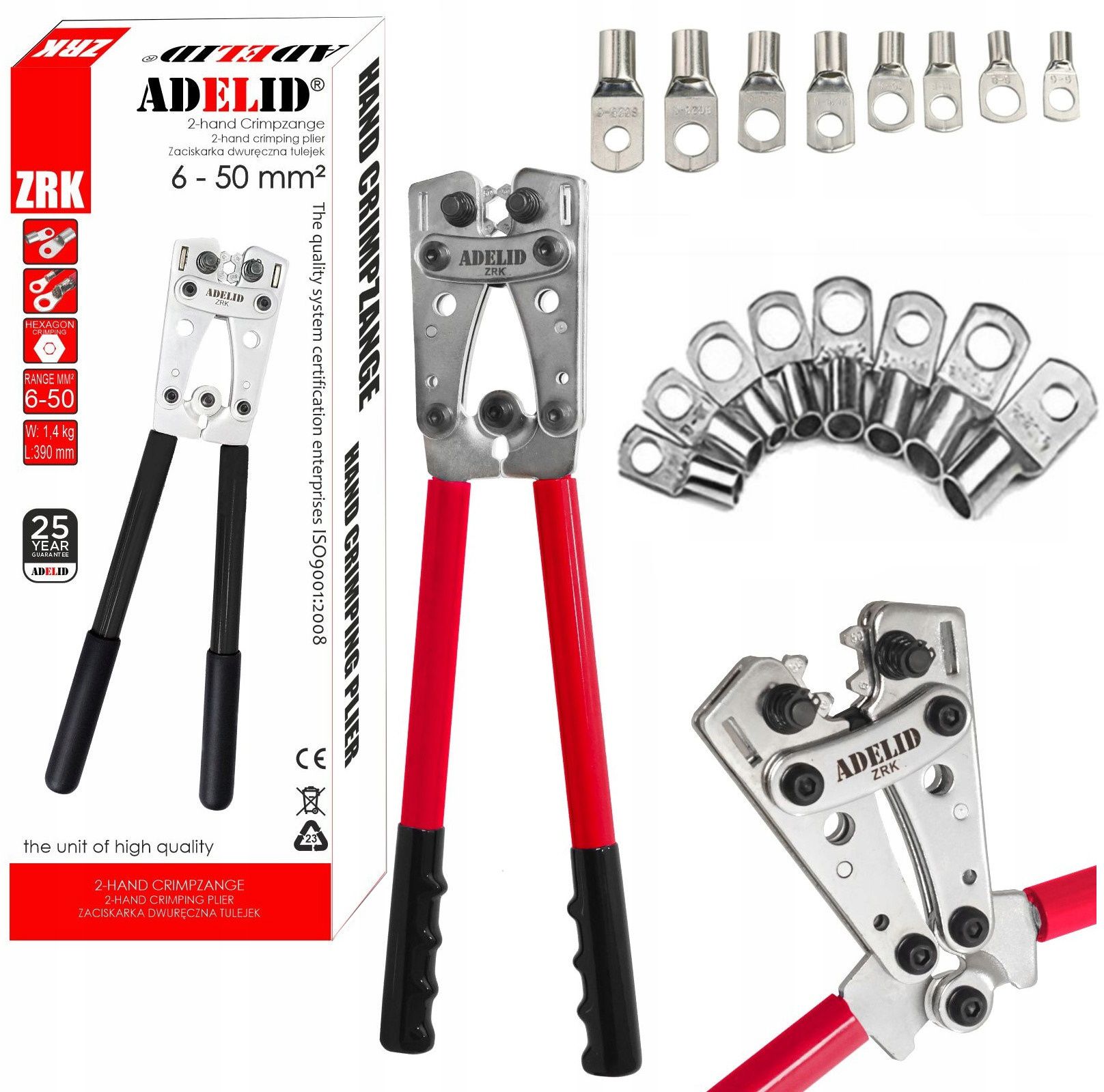 ZACISKARKA PRASKA DO KABLI TULEJEK 6-50 + KOŃCÓWKI