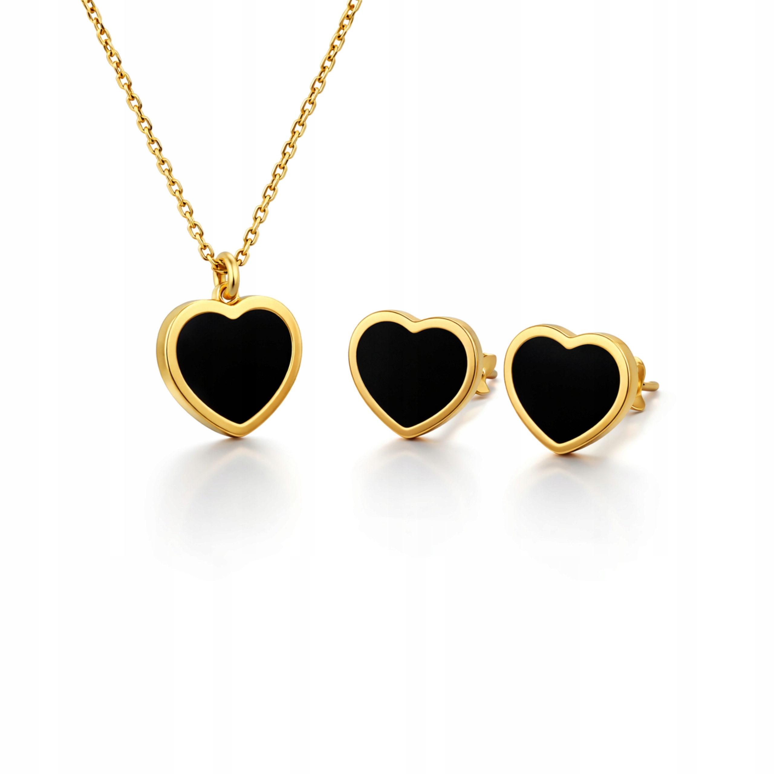 Dámský komplet zlatý 585 náhrdelník přívěsek srdce a náušnice srdce