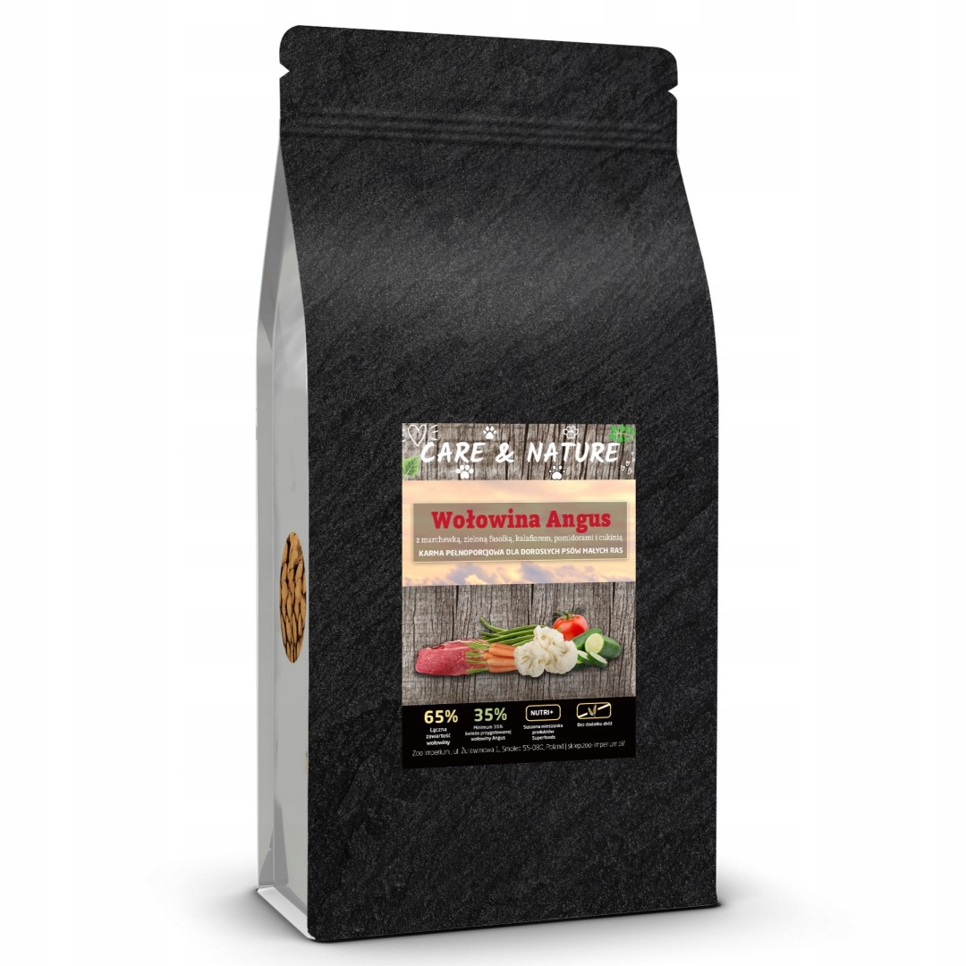 Suché Krmivo pro psa Hypoalergenní Care and Nature Hovězí maso Angus 65% 12 kg