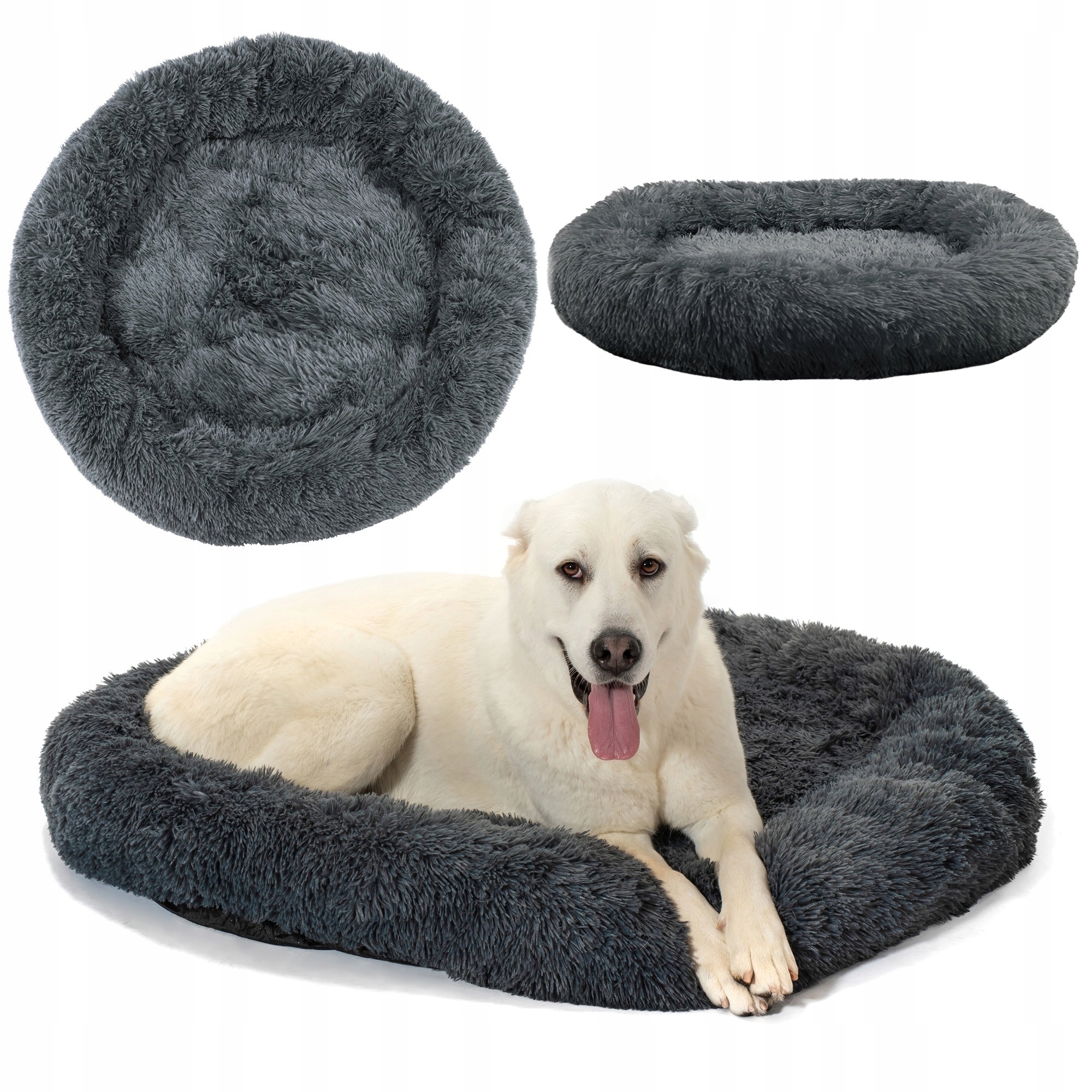 Levně Kulatý pelíšek pro psy a kočky Plush vel. L 100 cm tmavě šedý