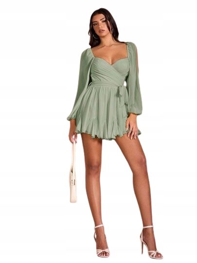 Shein Mátová Kombinéza S Dlouhými Rukávy A Výstřihem Do Srdce 36 1 Ja