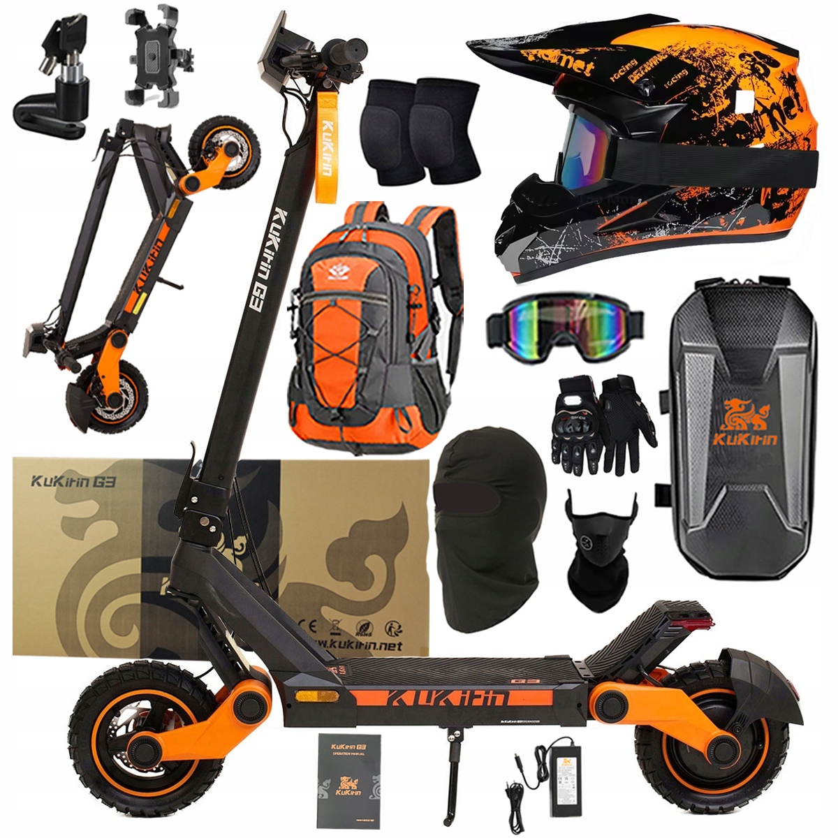 KuKirin G3 Składany Pojazd elektryczny dla dorosłyc 1200W 50km/h PL+Prezent