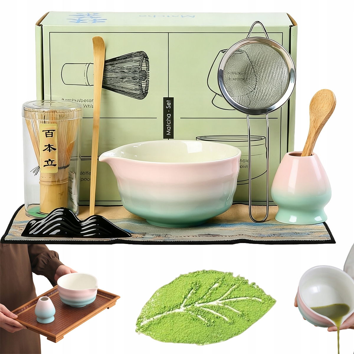 8w1 Kompletny Zestaw Do Herbaty Matcha Ceramiczny