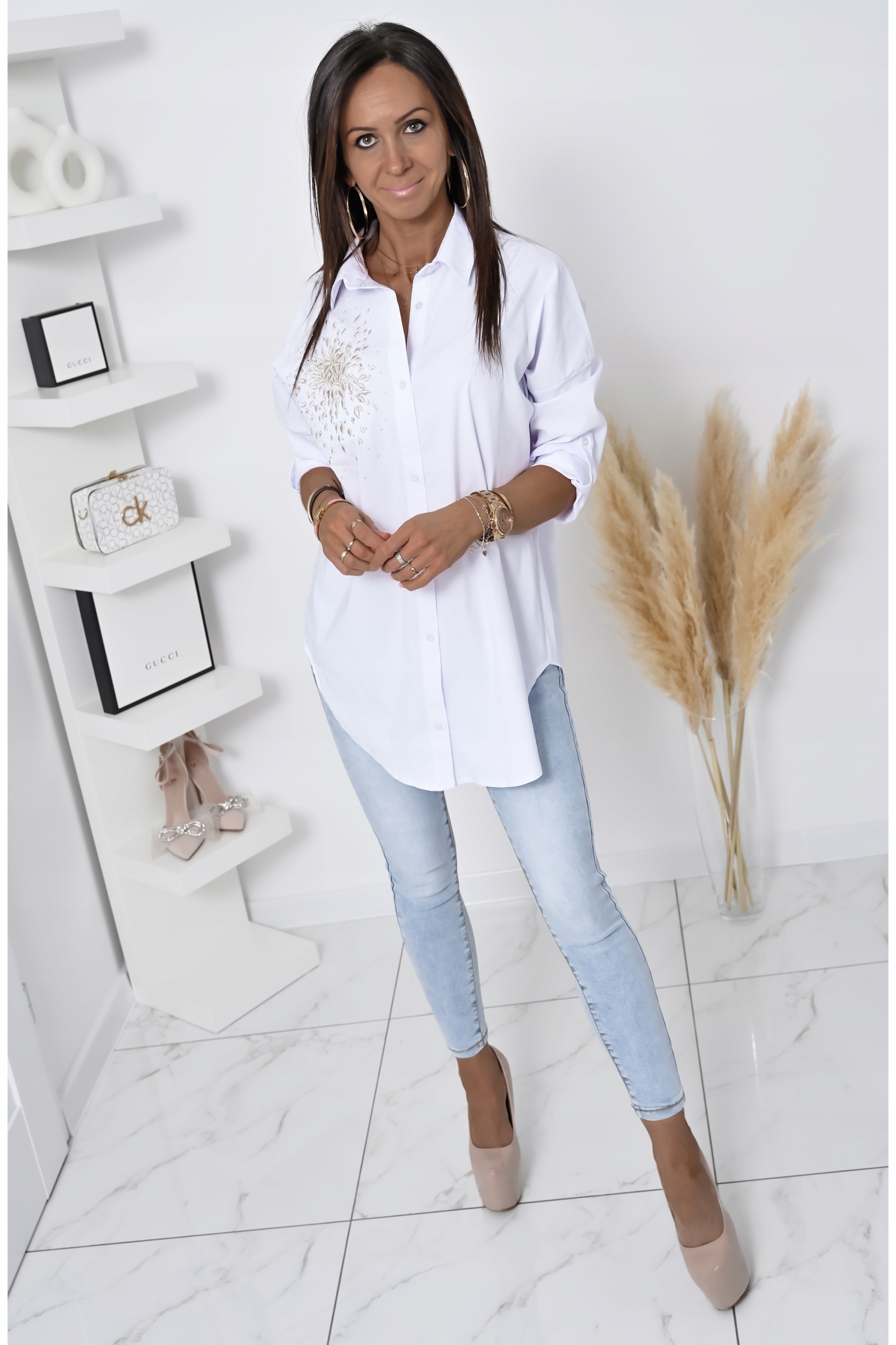 ŚLICZNIE ZDOBIONA KOSZULA OVERSIZE ELIT! WZ.1 XXL Dekolt kołnierzyk