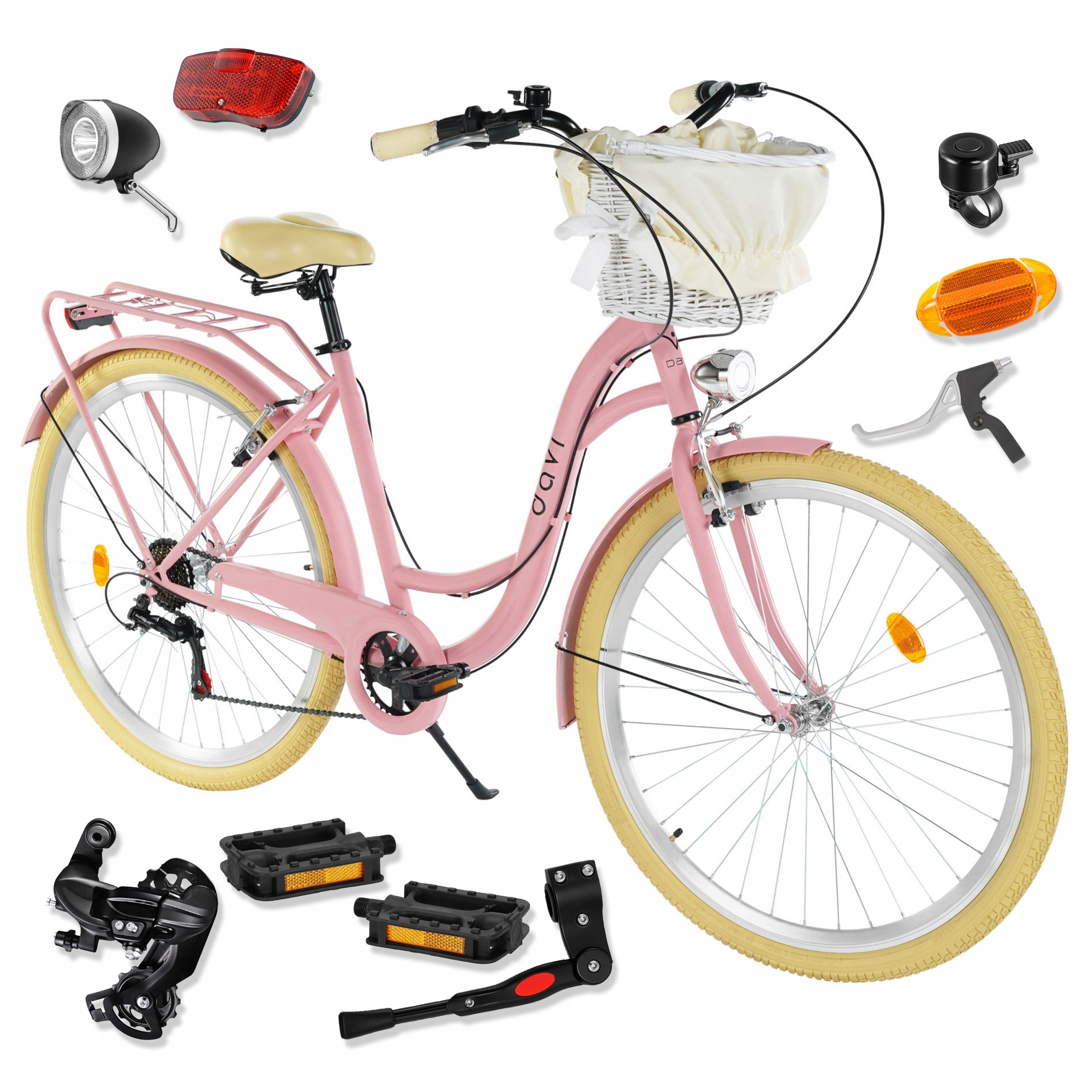 Dámské Městské Kolo 28 Palců Damka Davi Emma Shimano Rám 18" Koš Nosič