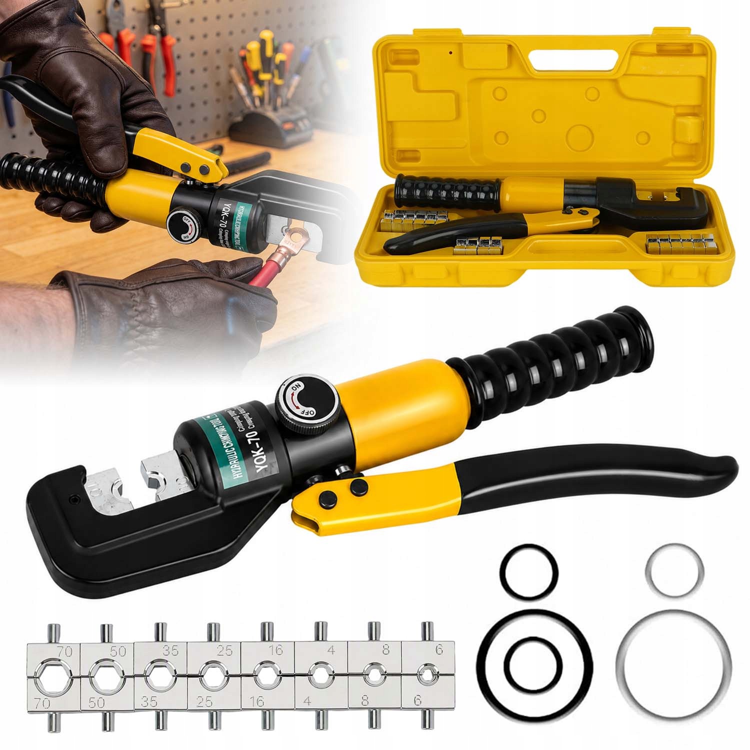 Hydraulická Svorka Pro Kabelové Dutinky, Matrice, Sada 14T, Otáčení O 180°