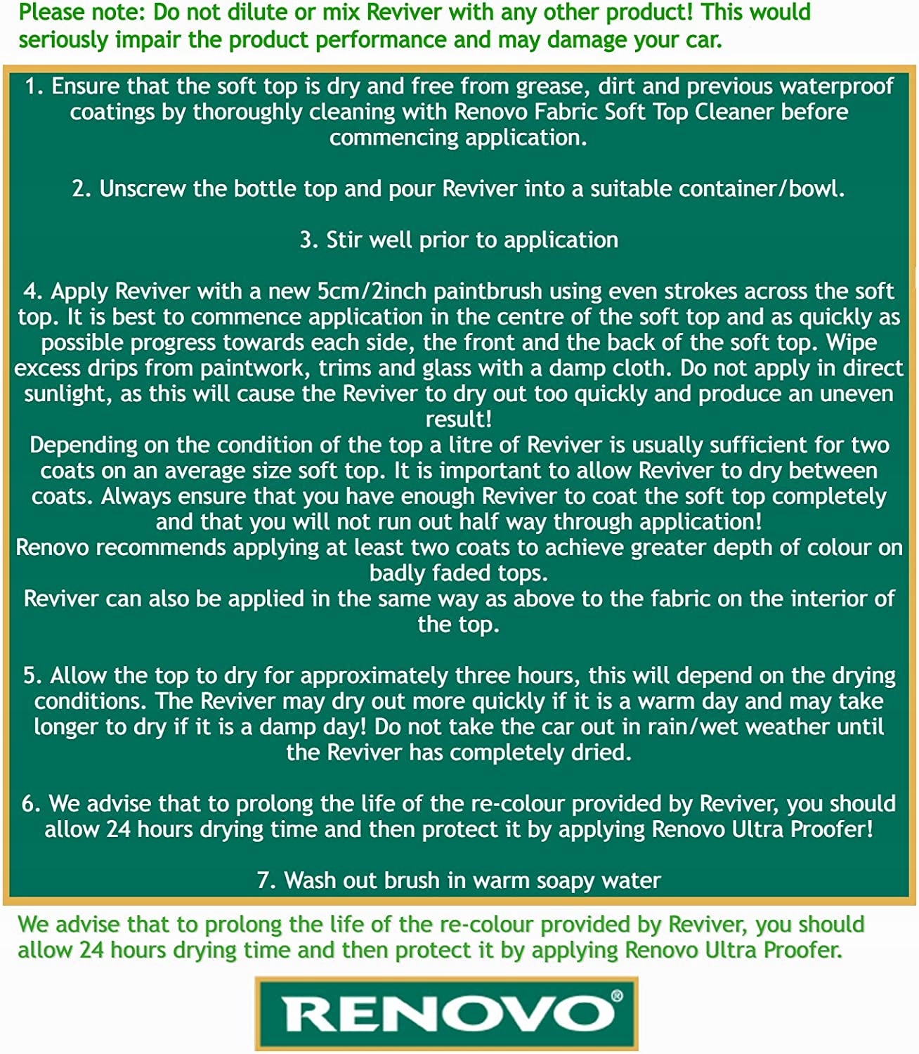 RENOVO SOFT TOP REVIVER BLACK FARBA CABRIO 1L FARBA DO MEBLI Pojemność opakowania 1000 ml