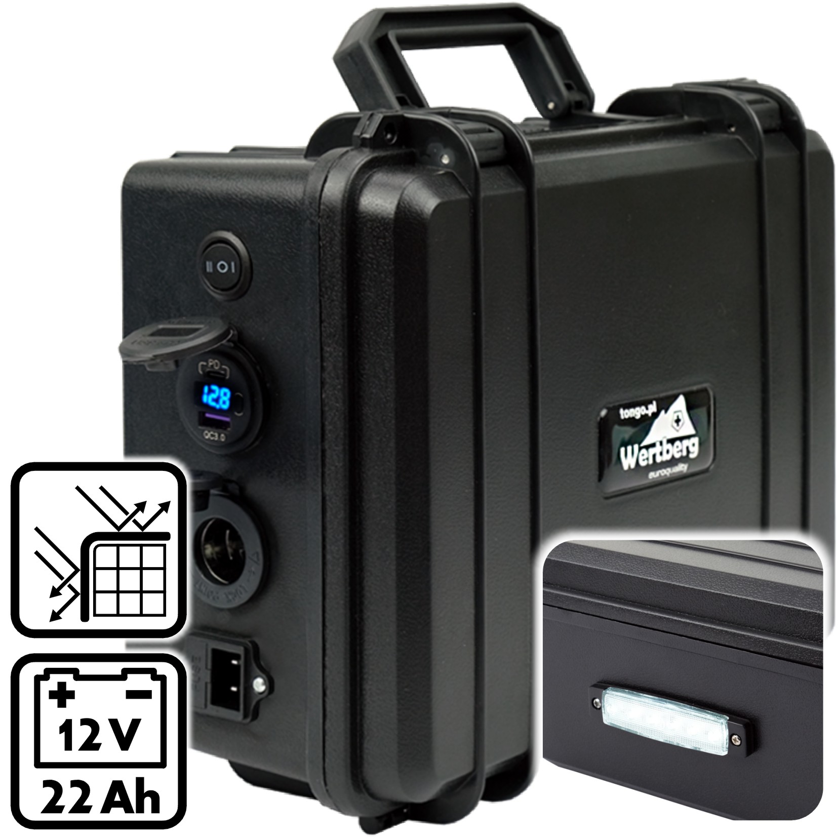 Akumulator bateria 22 Ah do zasilania turystycznej lodówki kompresorowej Pojemność 6 l